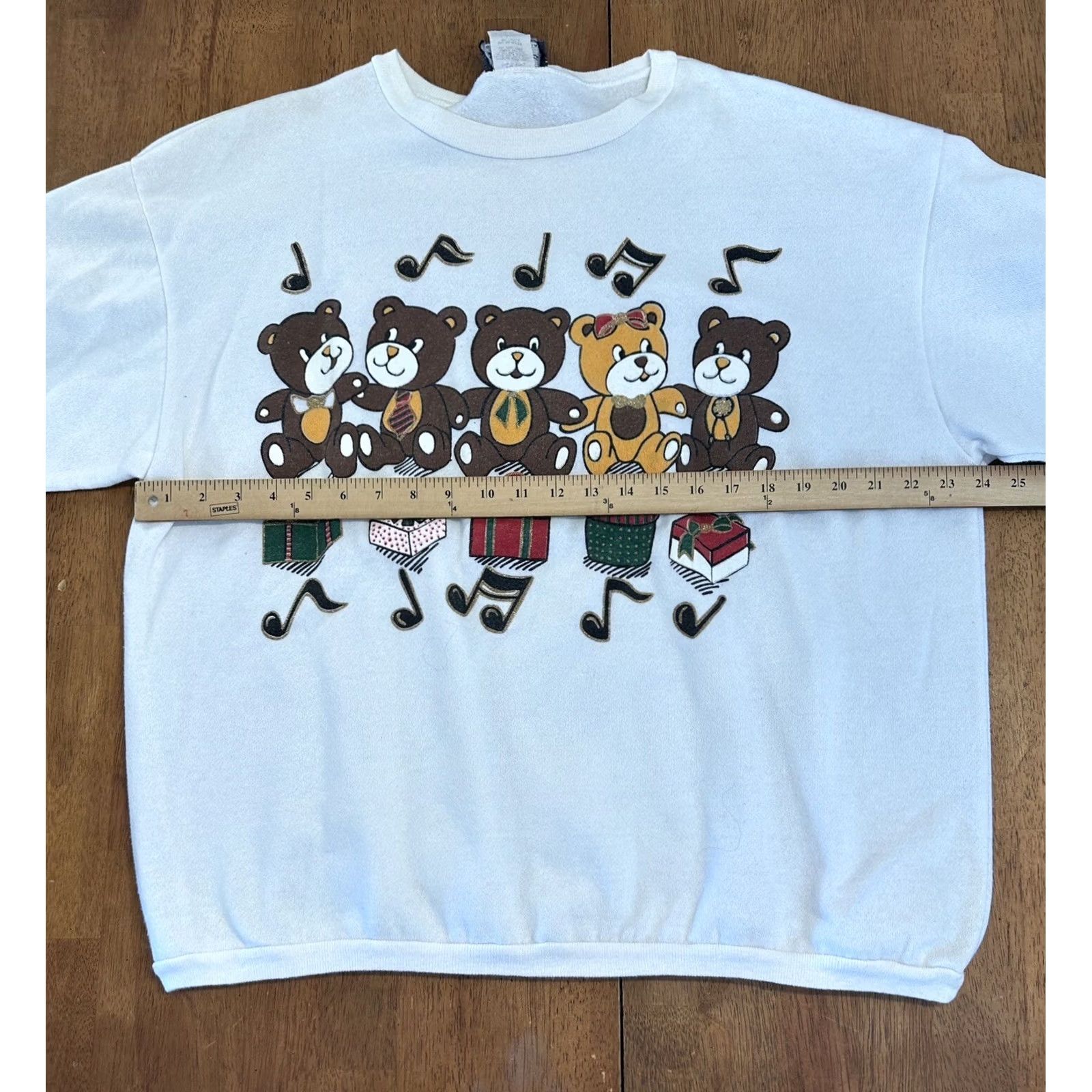 Vintage VINTAGE 90s Christmas Sweatshirt Teddy Bear Crewneck XL White Men Size US XL / EU 56 / 4 - 6 Thumbnail