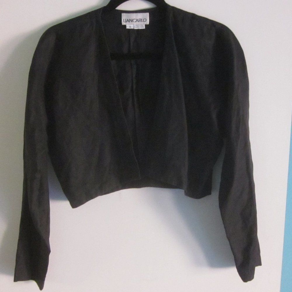 Other Liancarlo Designer Black Linen Shrug Jacket Size 6 Size S / US 4 / IT 40 - 5 Thumbnail