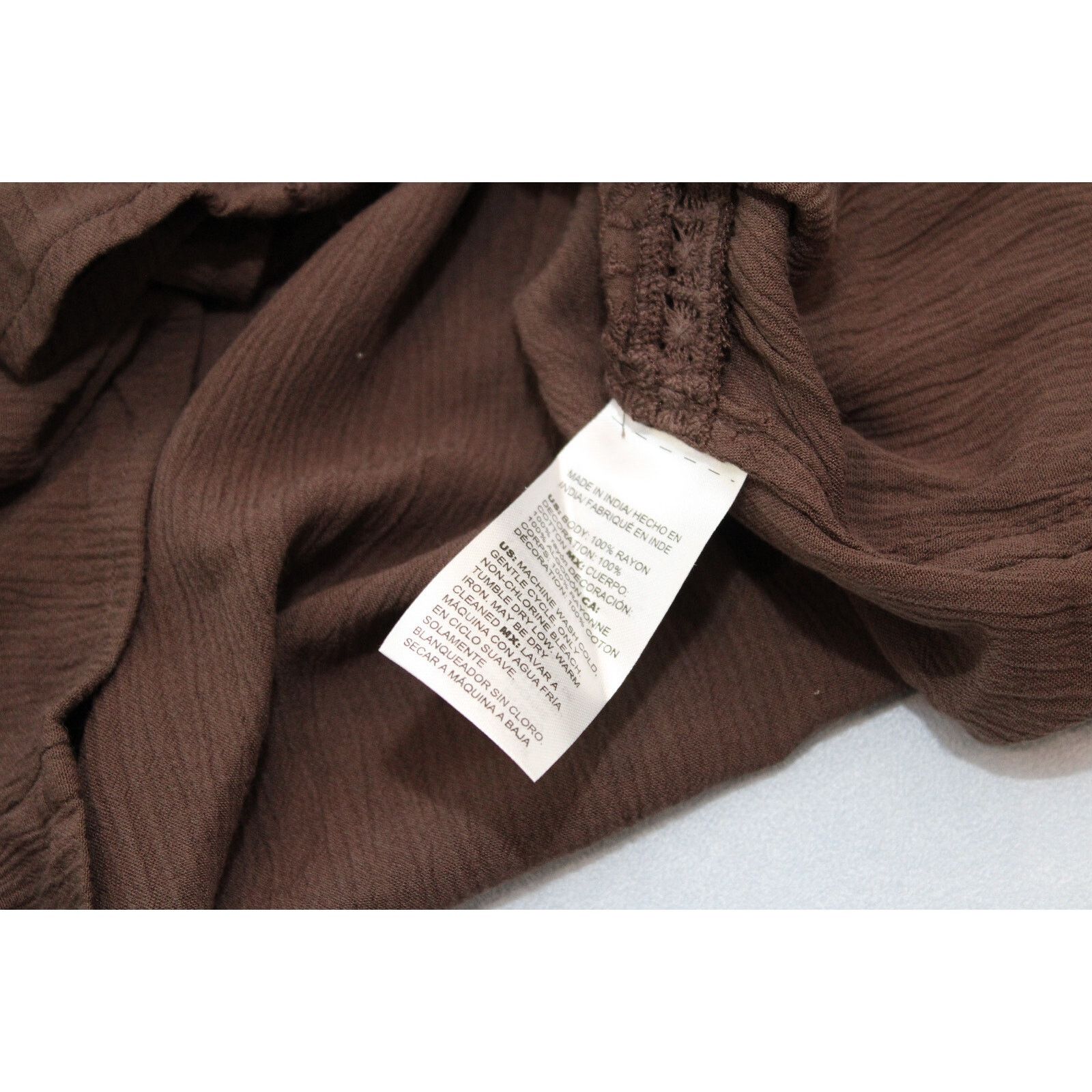 Chicos CHICO'S Crinkle Boho Espresso Fairy Crochet Lace Top 2 $90 Size XL / US 12-14 / IT 48-50 - 5 Thumbnail