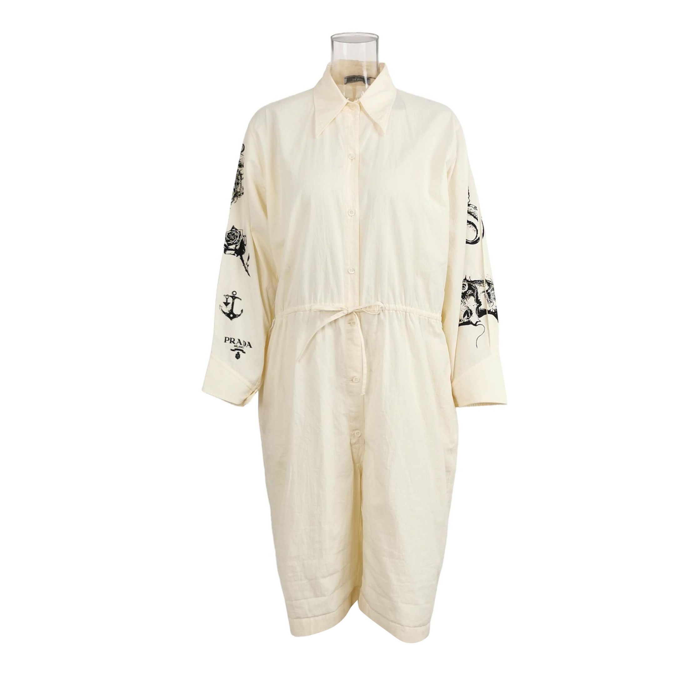 Prada Prada Logo Cotton Shirt Jumpsuit for Women - dmc Size 38" / US 16 / IT 52 - 1 Thumbnail
