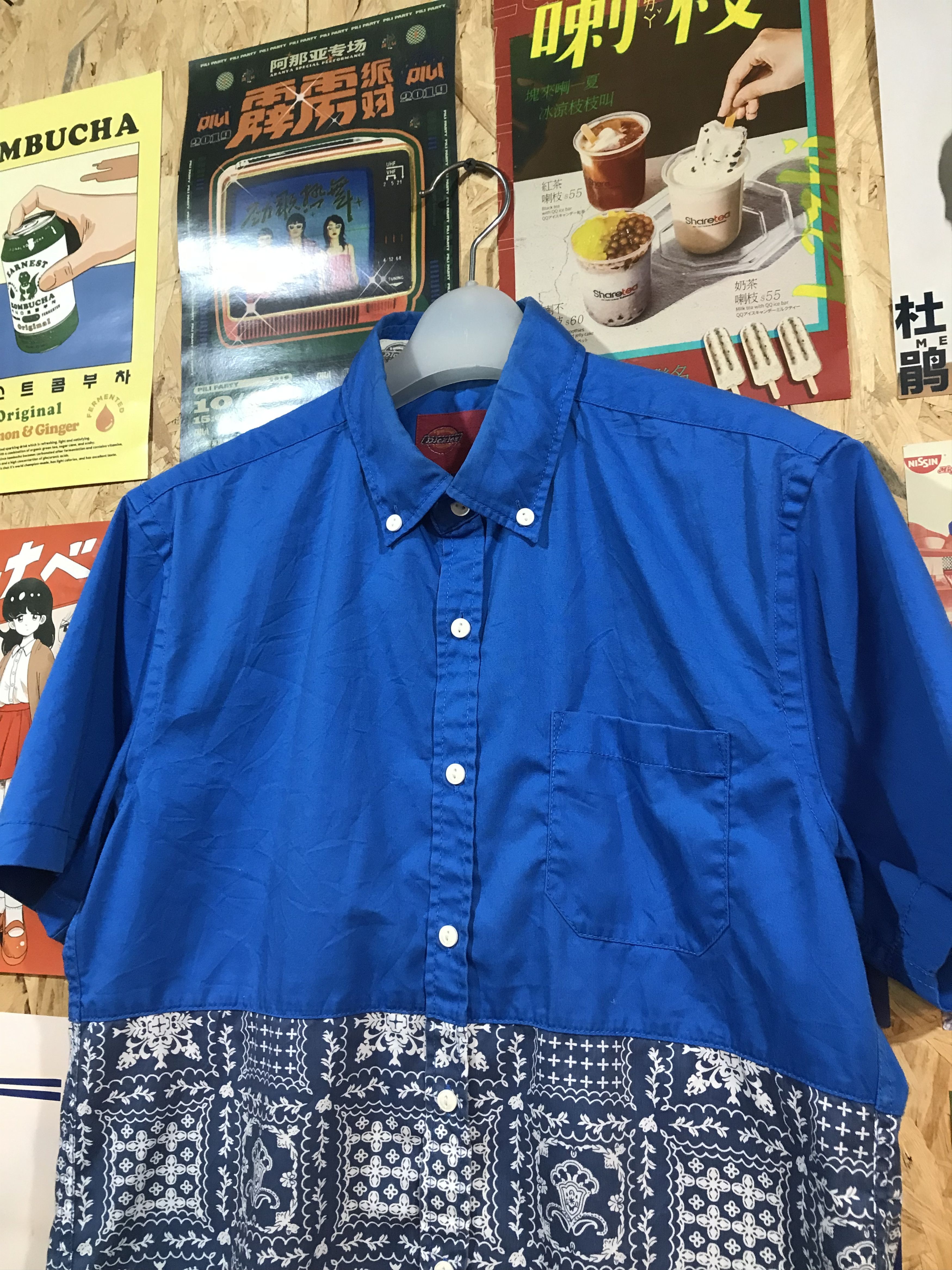 Dickies Dickies Half Plain Half Bandana Button Up Shirt Size US L / EU 52-54 / 3 - 2 Thumbnail