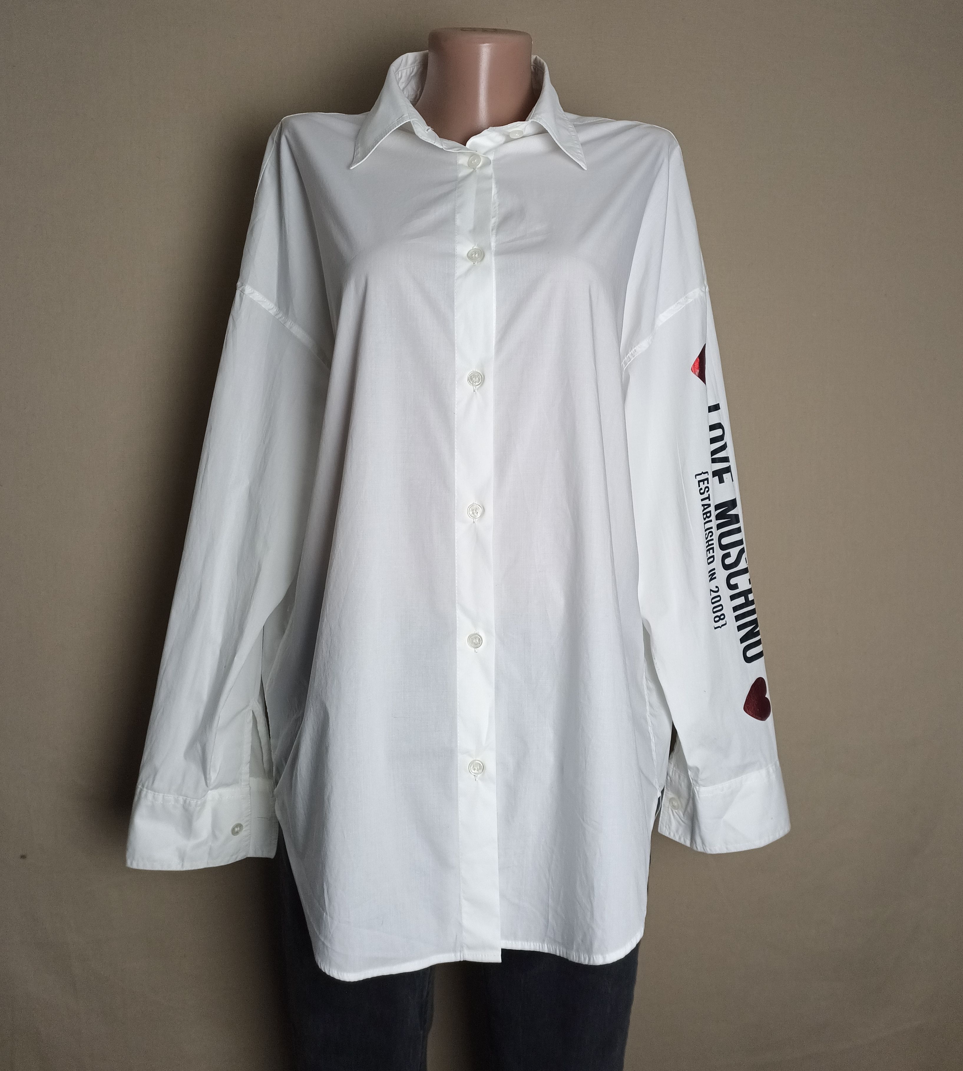 Love Moschino Love Moschino Cotton White Logo Print Blouse Shirt US8 EU40 Size M / US 6-8 / IT 42-44 - 5 Thumbnail