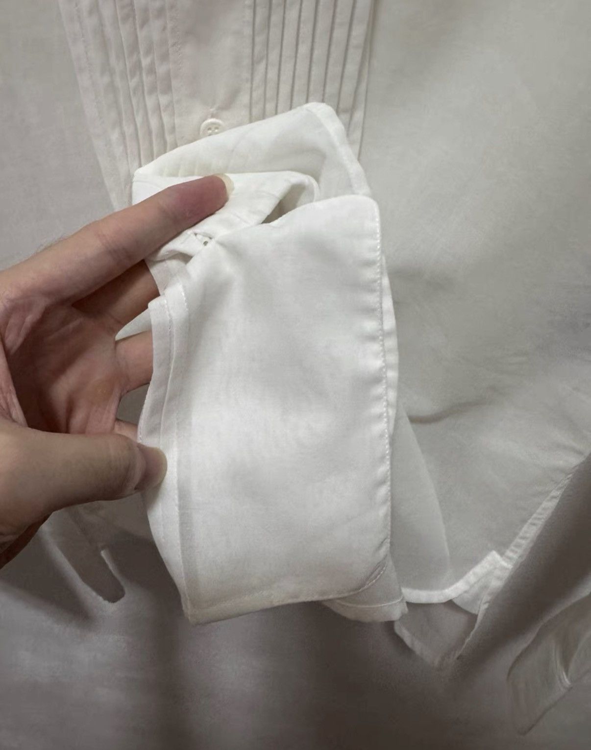 Saint Laurent Paris SLP 13SS Soft Cotton Pure White Accordion Pleat Shirt Size US XL / EU 56 / 4 - 4 Thumbnail