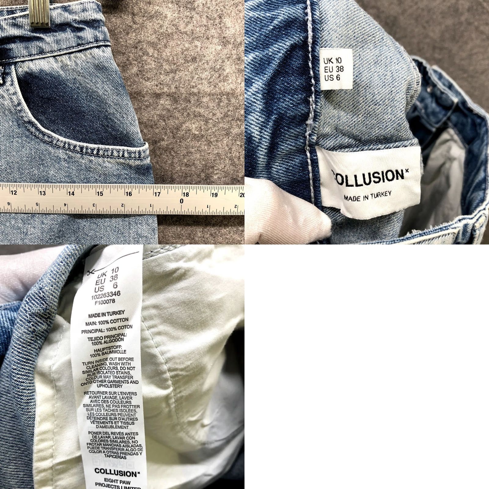 Asos ASOS Collusion Jean Skirt Womens Size 6 Blue Light Wash Straight Mini High Rise Size 28" / US 6 / IT 42 - 8 Thumbnail