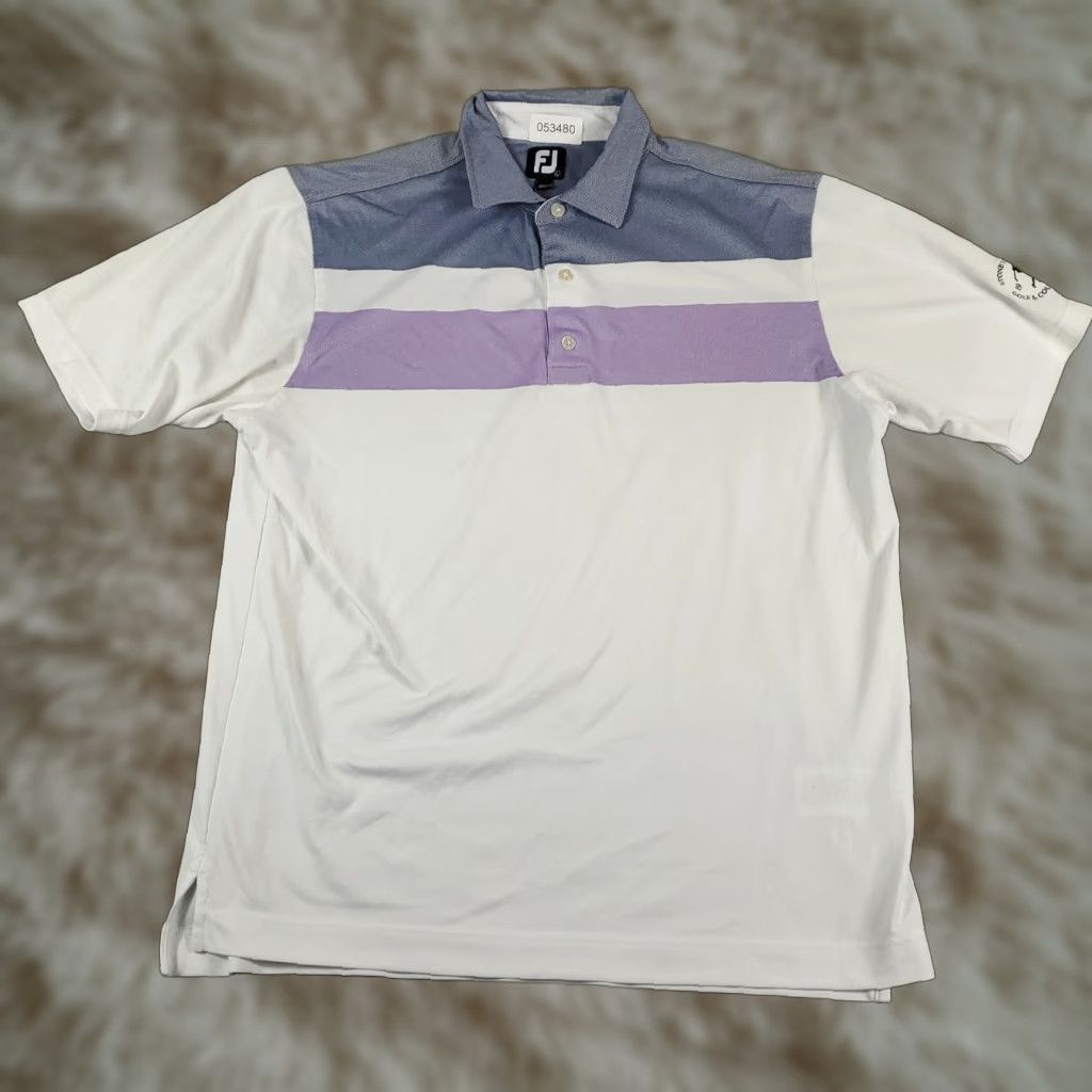 Footjoy FJ Polo Shirt Mens Size Large Blue White Golf Casual Short Sleeve Size US L / EU 52-54 / 3 - 1 Thumbnail
