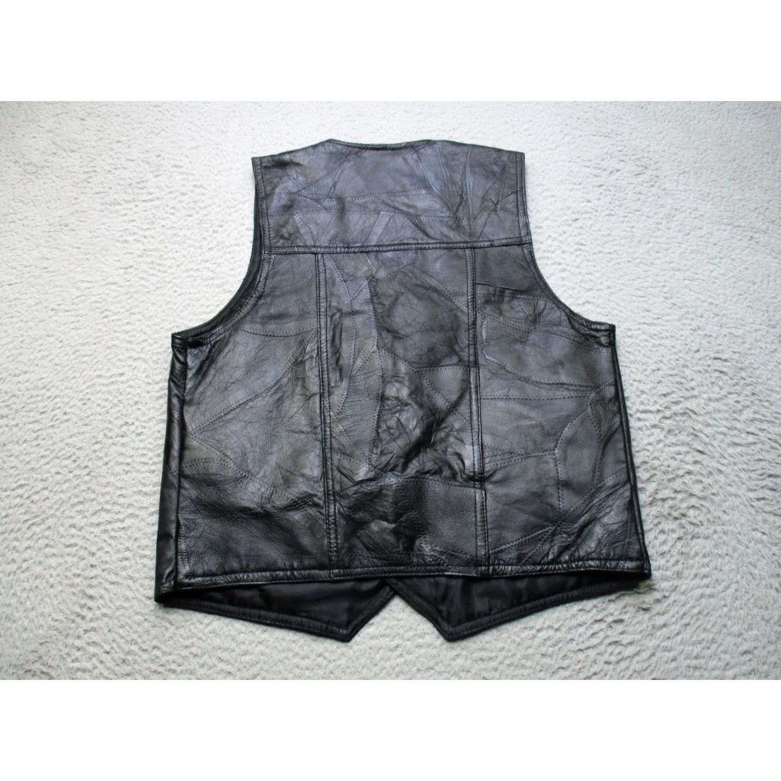 Vintage Italian Stone Design Leather Vest Mens Medium Black Biker Genuine Patchwork Size US M / EU 48-50 / 2 - 7 Thumbnail