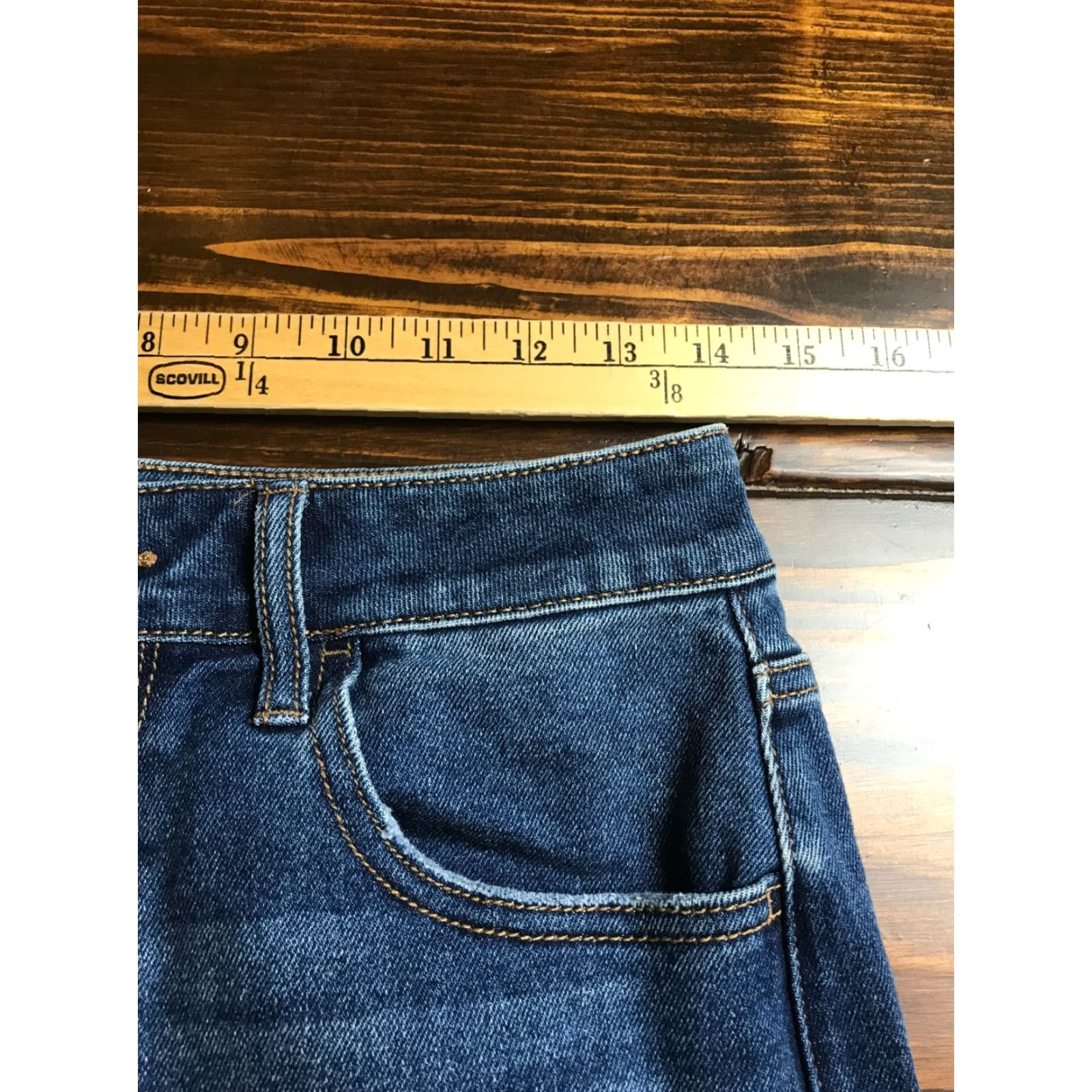 Vintage Maurices Jeans Women's Size 6 REG Blue Denim Distressed High Rise Cut Off Jeans Size 28" / US 6 / IT 42 - 4 Thumbnail