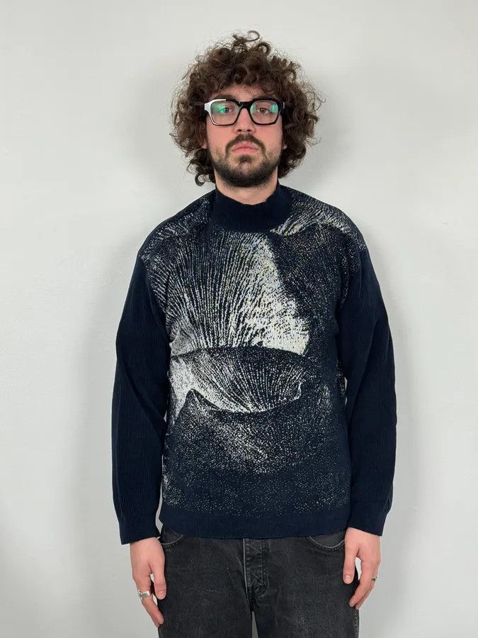 Emporio Armani SS2020 Emporio Armani Mountain Landscape High Neck Navy Sweater Size US S / EU 44-46 / 1 - 2 Thumbnail