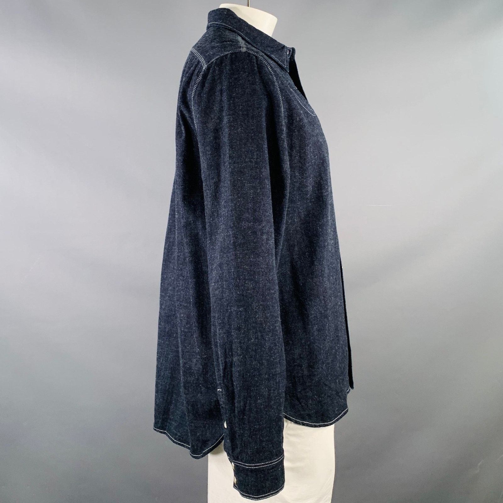 YMC Billy Bob Indigo Contrast Stitch Cotton Denim Western Shirt Size US L / EU 52-54 / 3 - 2 Thumbnail