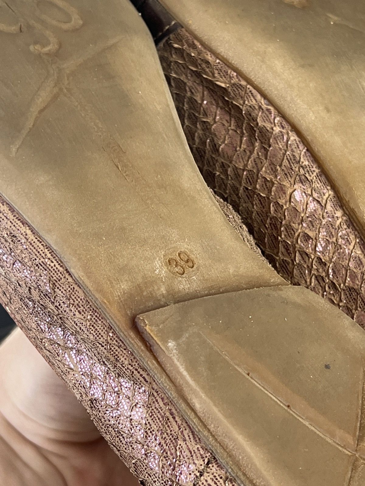 A.S.98 A.S.98 Snakeskin Leather Pointed Toe Ballet Flats (Y0501) Size US 9 / IT 39 - 10 Thumbnail