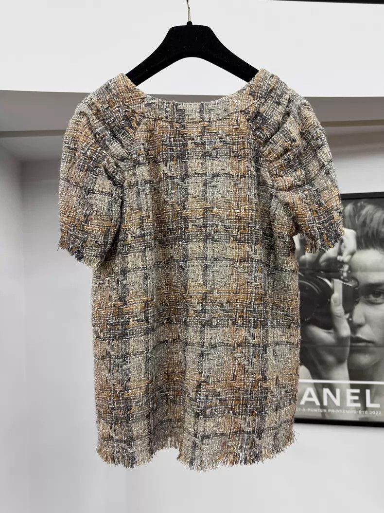 Chanel Chanel Greek series V-neck tassel tweed short sleeves Size XS / US 0-2 / IT 36-38 - 3 Thumbnail