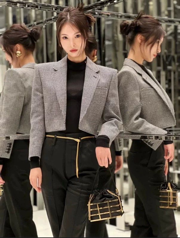 Saint Laurent Paris saint Laurent parisHoundstooth cropped blazer jacket 2503- Size XXS / US 00 / IT 34 - 5 Thumbnail