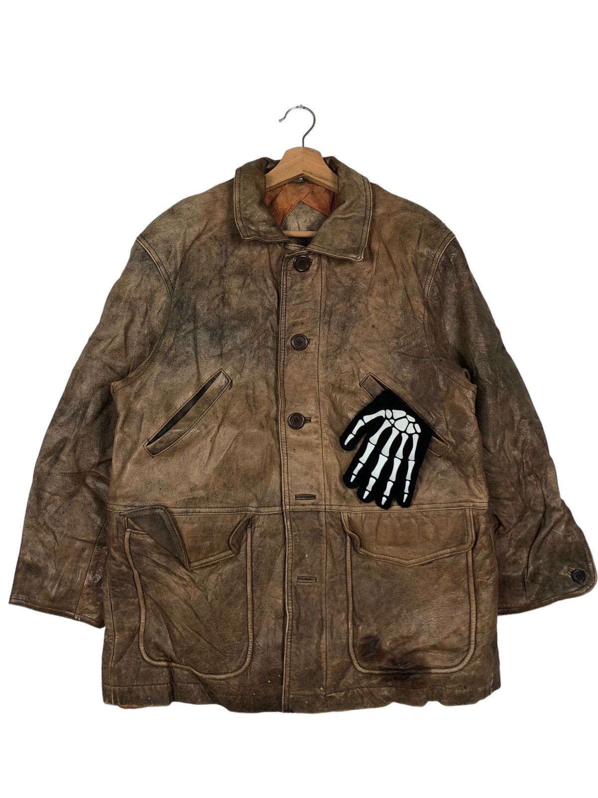 Japanese Brand 🔥90’s Vintage Leather Jacket Inspector Wear Cargo Pocket Size US M / EU 48-50 / 2 - 1 Thumbnail