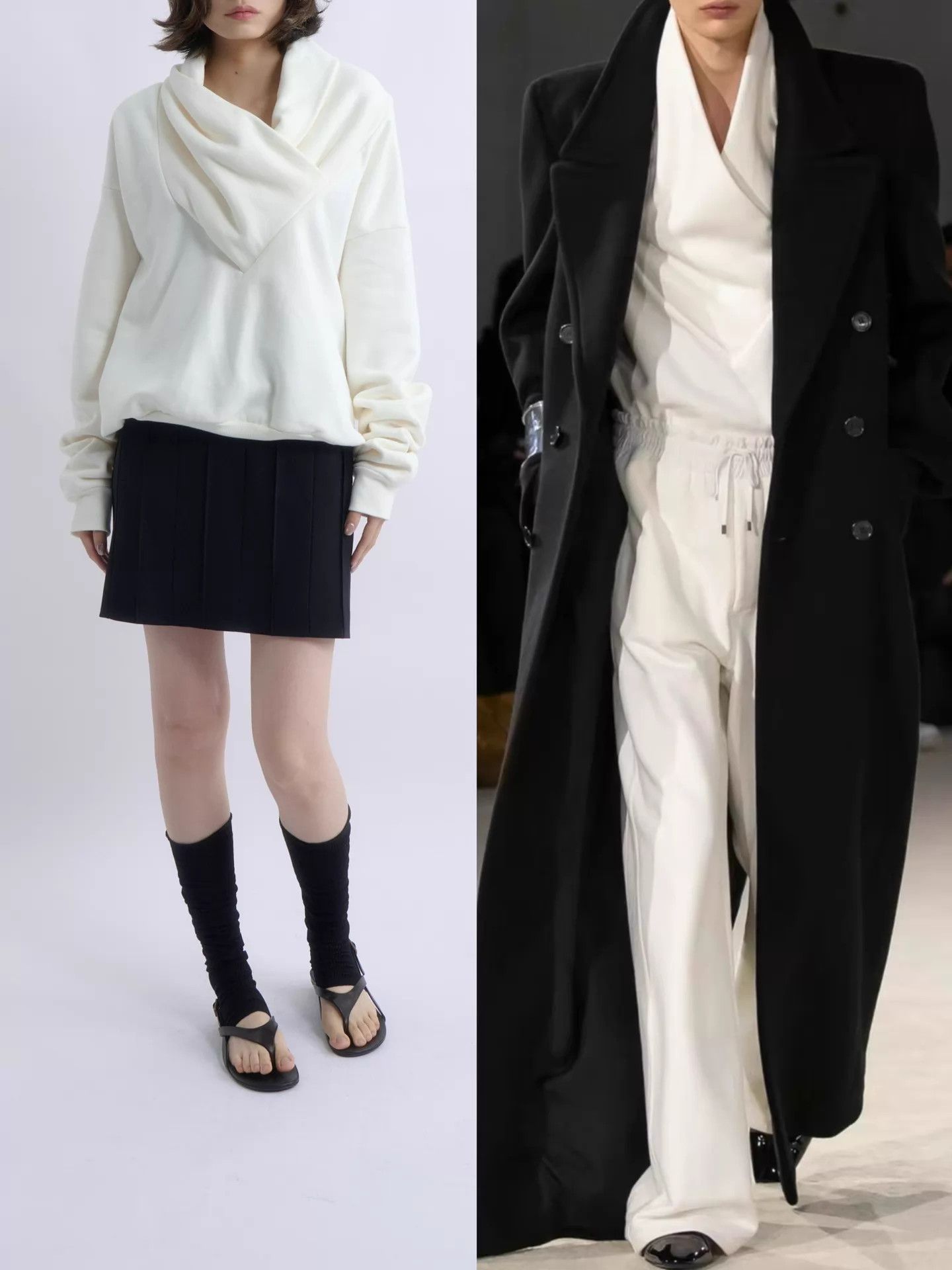 Saint Laurent Paris SAINT LAURENT 2023AW Cream Draped Cowl Neck Sweatshirt Size M / US 6-8 / IT 42-44 - 1 Thumbnail