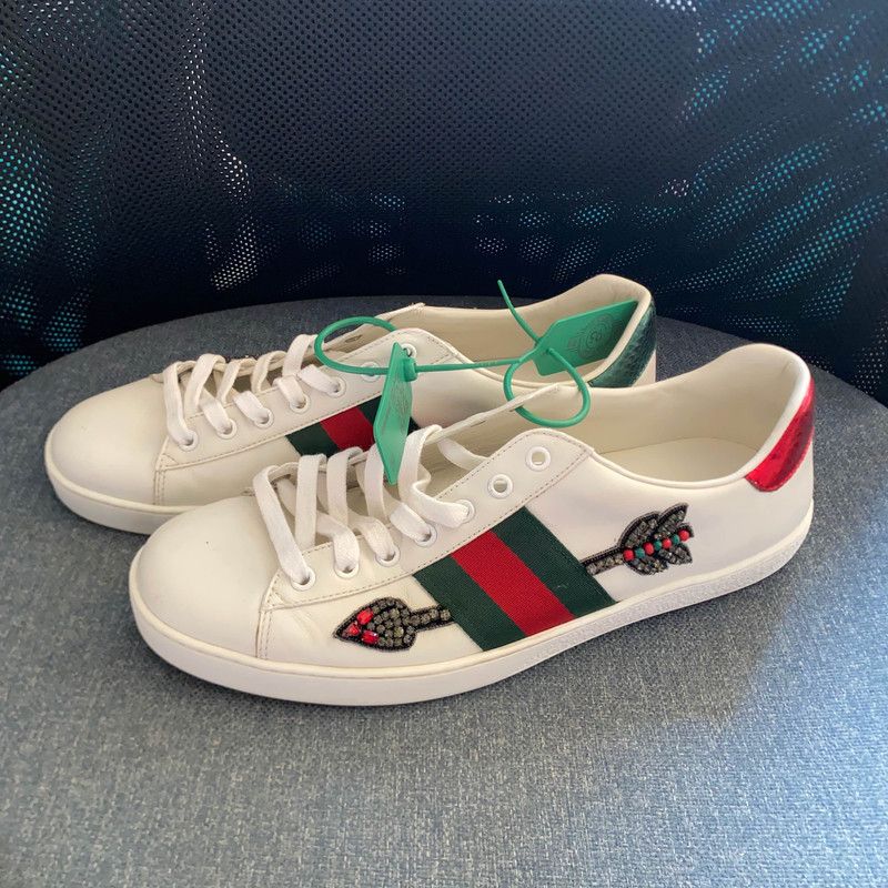 Gucci Gucci Ace Embroidered White Sneakers 0079 Size US 9.5 / EU 42-43 - 1 Thumbnail