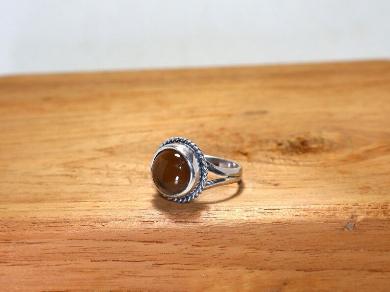 Handmade Smoky Quartz Ring, 925 Sterling Silver Handmade Boho Jewelry Size ONE SIZE - 6 Thumbnail