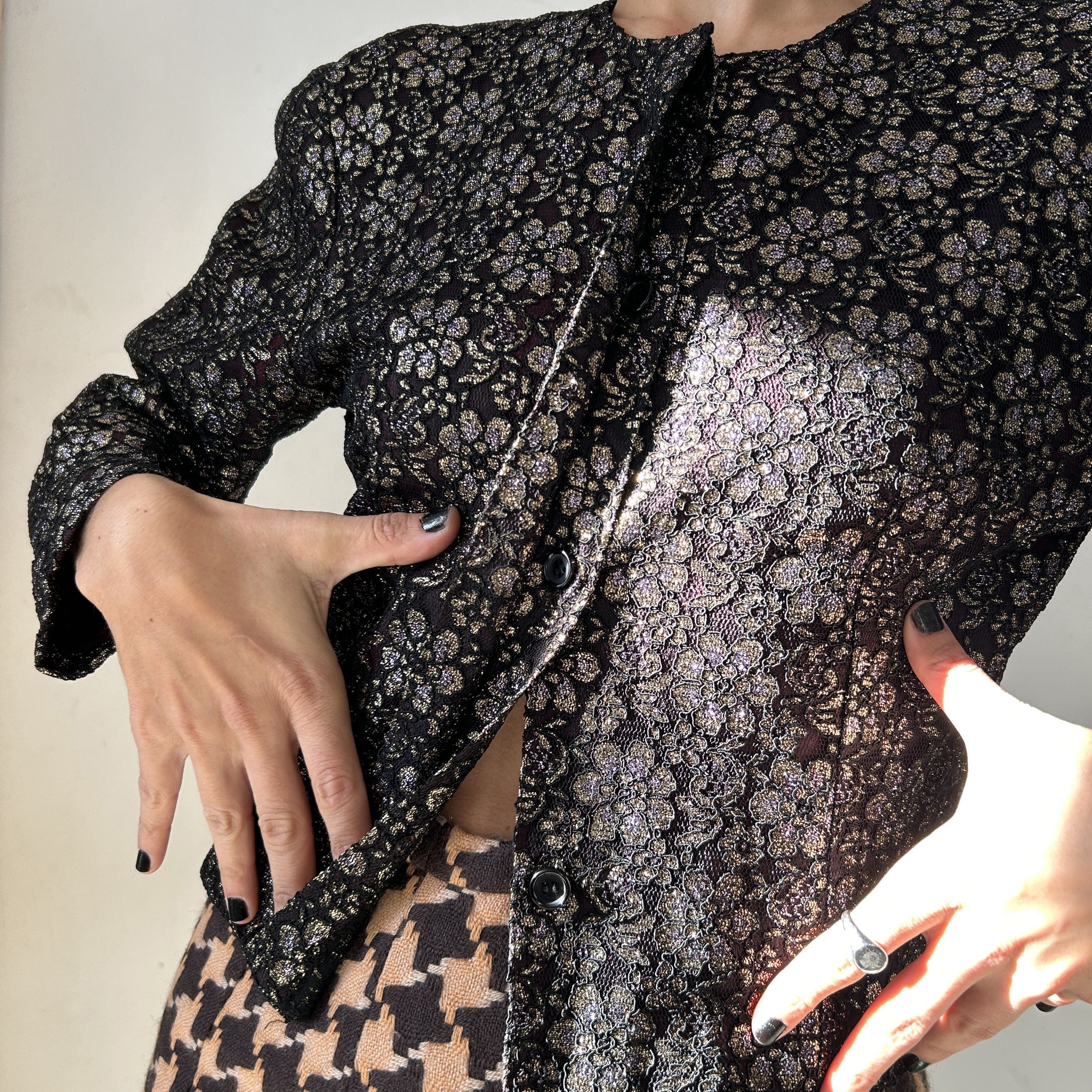 Vintage Vintage 80s lace glitter cropped party jacket Size M / US 6-8 / IT 42-44 - 5 Thumbnail