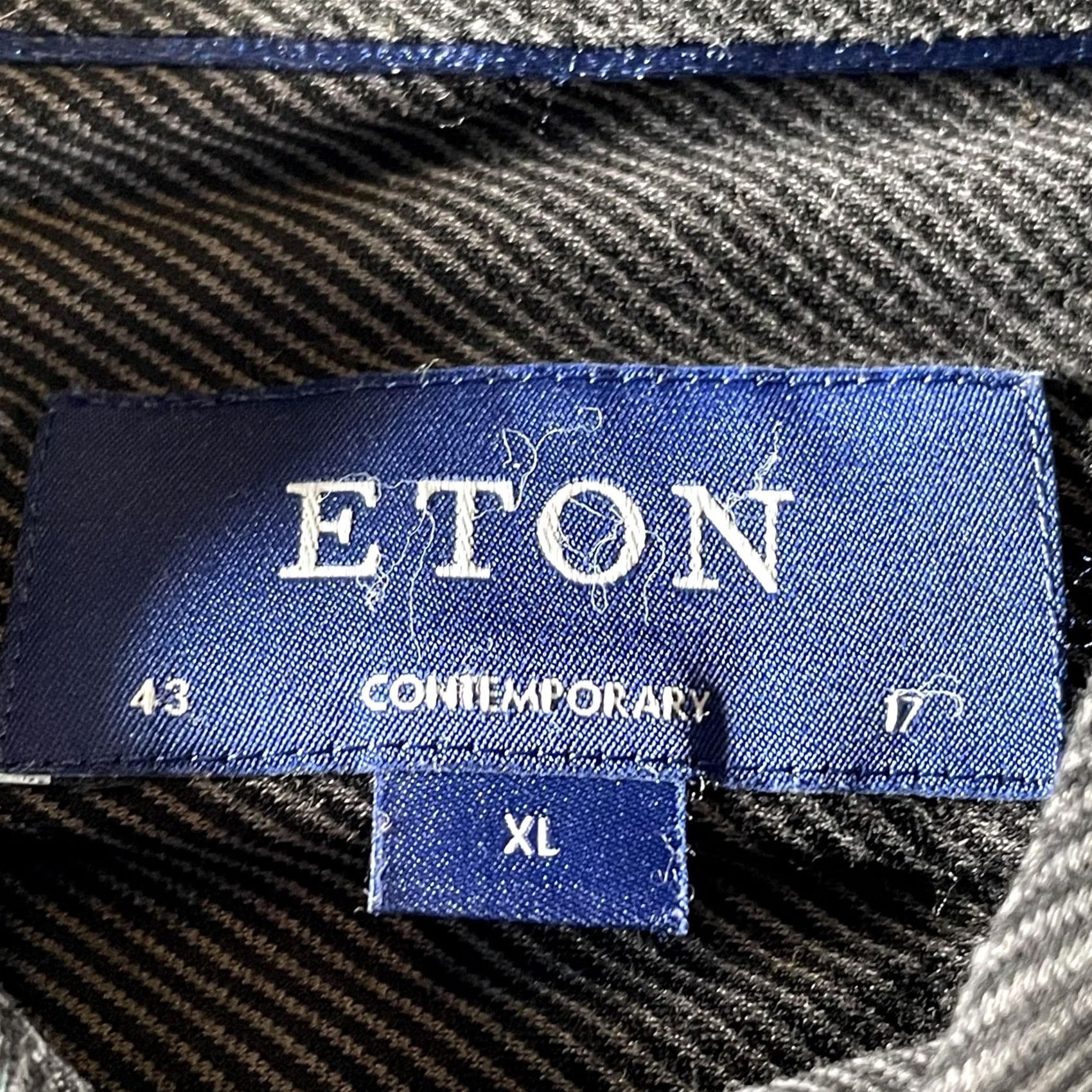 Eton Eton Dress Shirt Mens XL 43 17 Gray Black Contemporary Fit Cotton Long Sleeve Dress Shirt Shirt Men XL Gray Black Striped 100% Cotton Contemporary Fit Size 46R - 2 Thumbnail