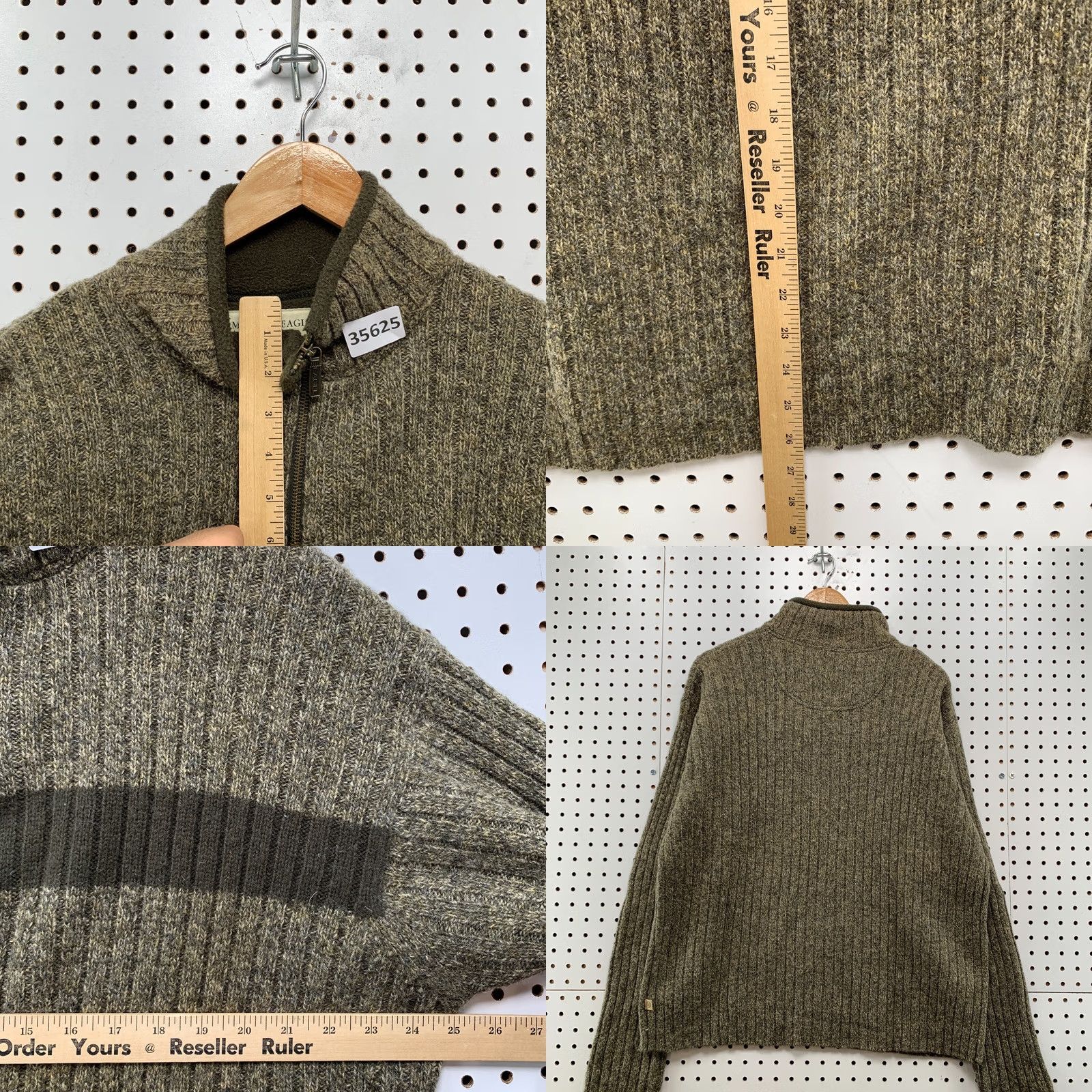 American Eagle Outfitters American Eagle Sweater Mens Medium Brown 1/4 Zip 100% Wool Rib Knit 25x26 Size US M / EU 48-50 / 2 - 8 Thumbnail