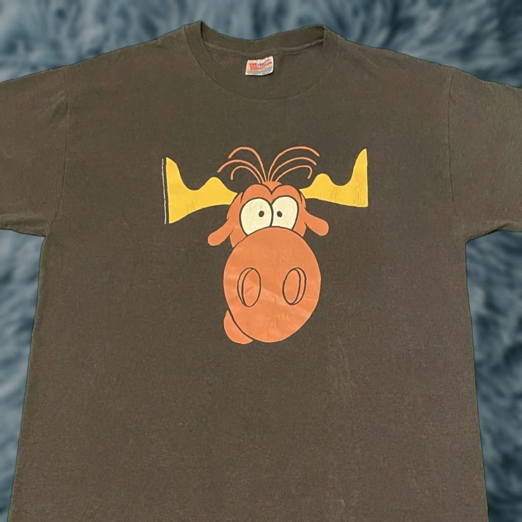 Bell VINTAGE 90s Rocky And Bullwinkle Tv Movie Promo Taco Bell Shirt Mens XL Black T-Shirt Mens 90s Size US XL / EU 56 / 4 - 1 Thumbnail