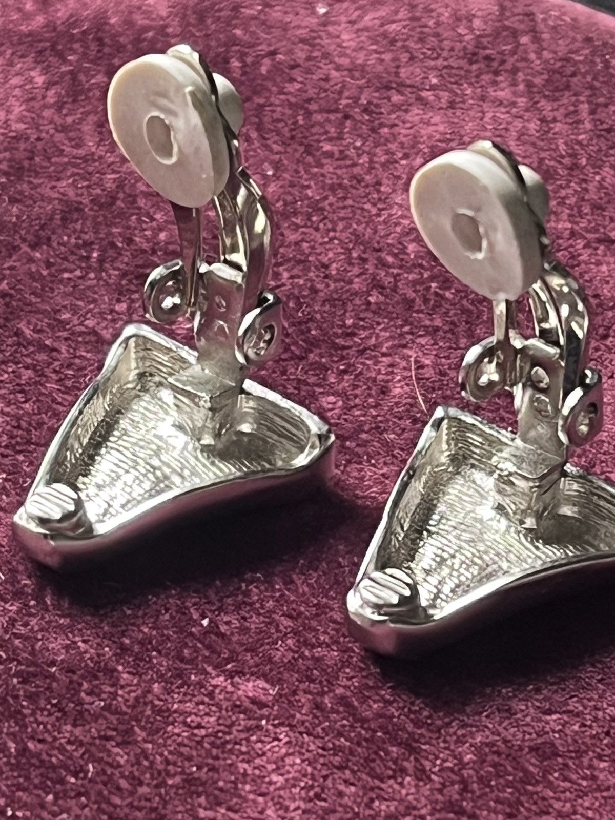 Other Modernist Silver Tone Triangle Geometric Clip Earrings 80s Size ONE SIZE - 4 Thumbnail