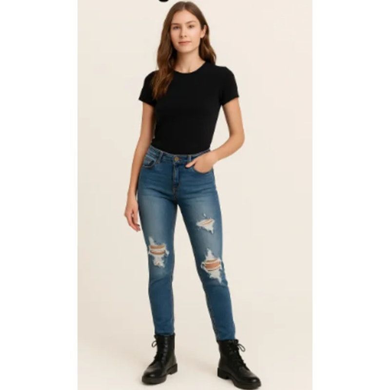 Other Blue Age Distressed Skinny Jeans Grunge Y2K Denim Size 5 Size 25" / US 0 / IT 36 - 1 Thumbnail