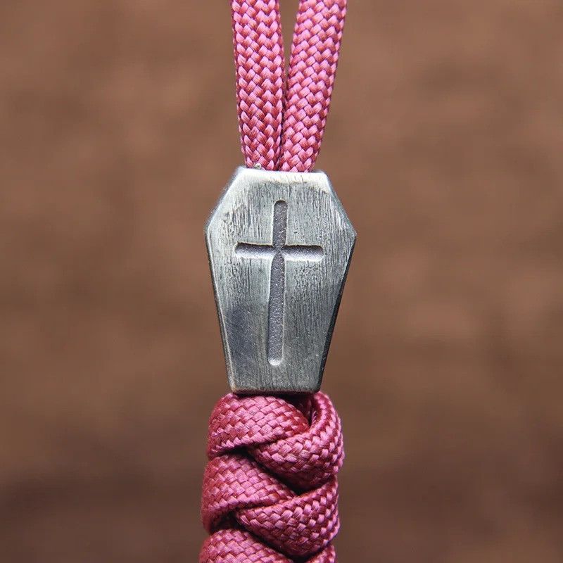Handmade 2Pcs Cross Tombstone Knife Beads Paracord Bead Zipper Size ONE SIZE - 2 Thumbnail