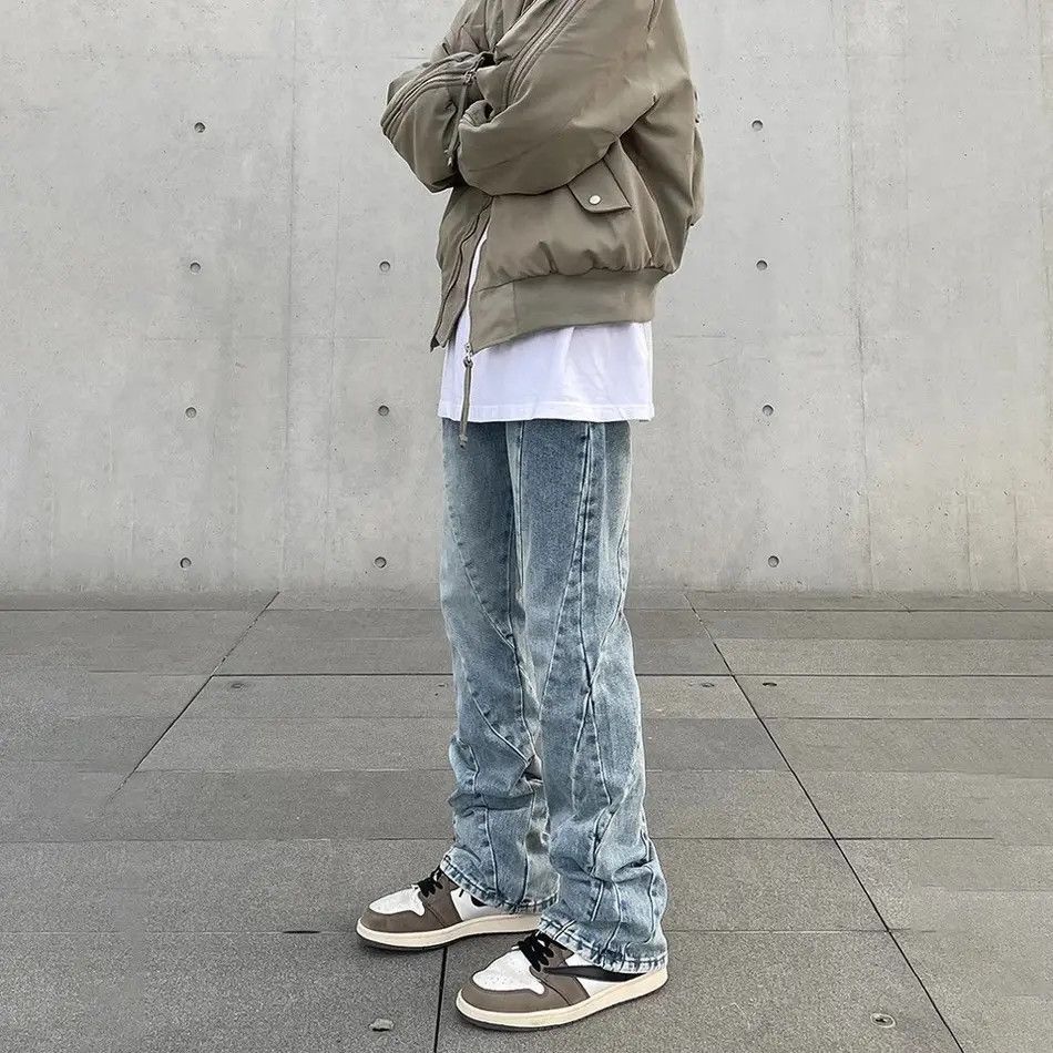 Japanese Brand Skinny Jeans Men Streetwear Autumn Blue Slim Trousers Y2k Size US 30 / EU 46 - 4 Thumbnail