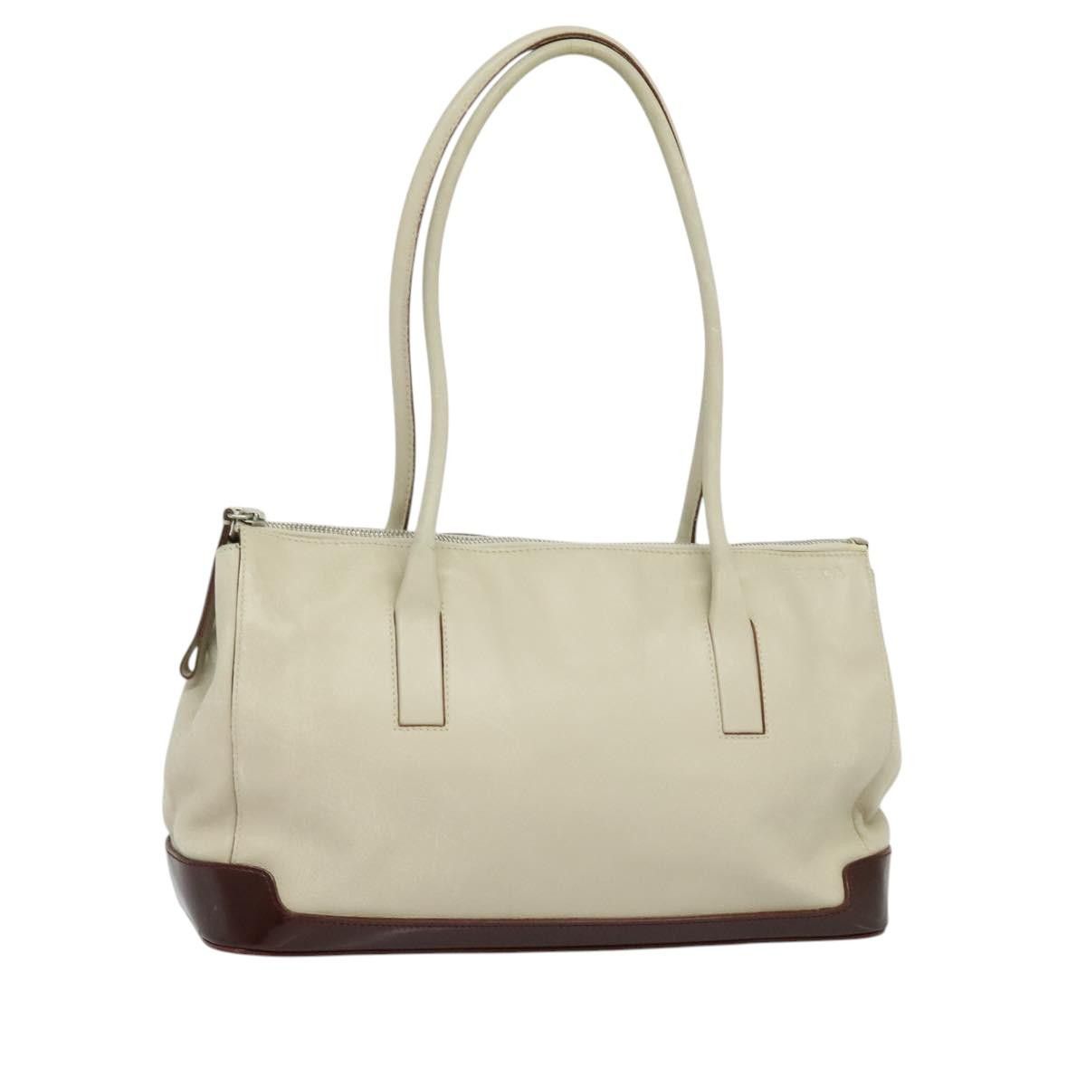Prada Shoulder Bag Leather Beige Silver Auth Bs24826 in Beige/Silver, Women's