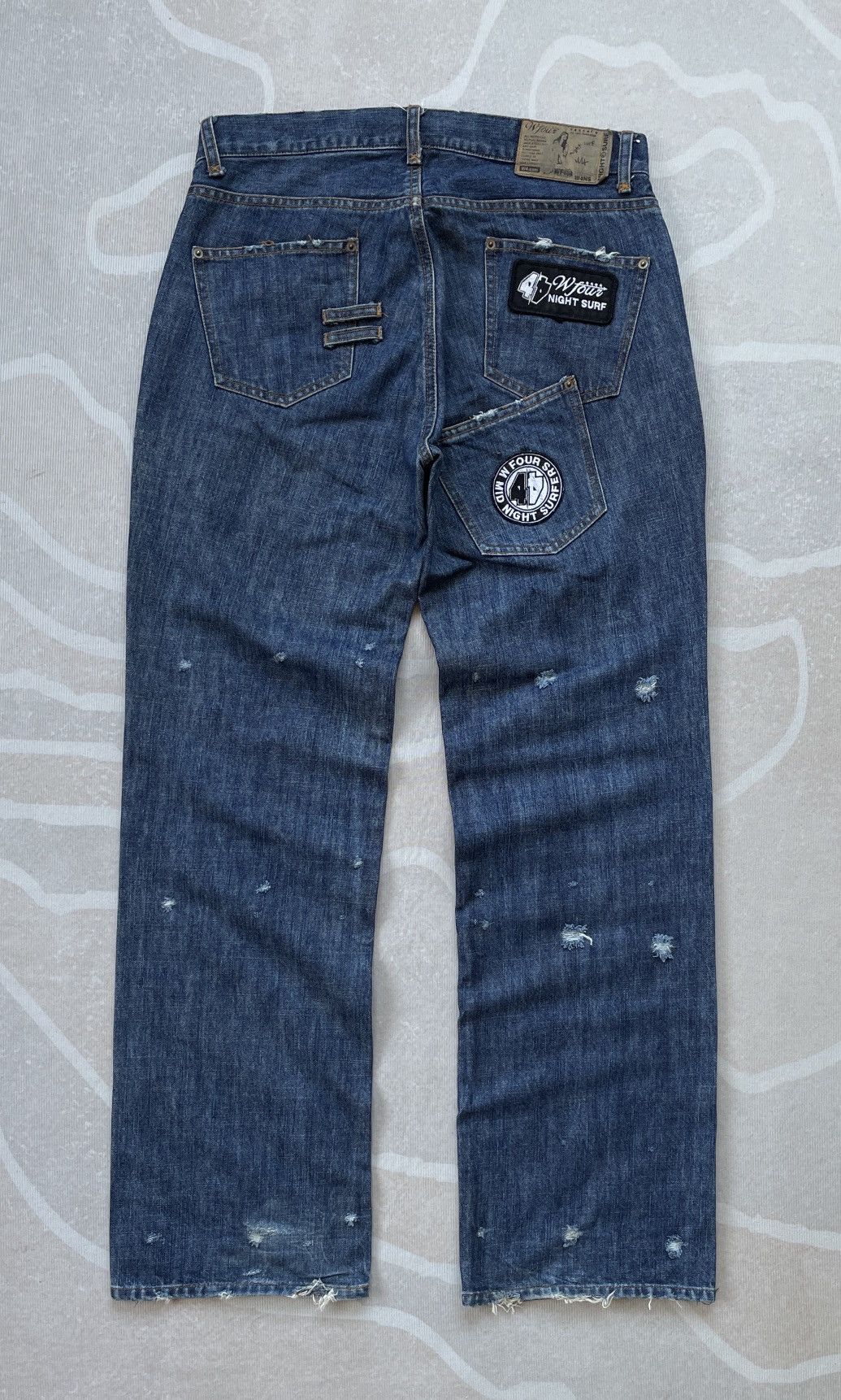 If Six Was Nine × Japanese Brand W Four Night Surf Baggy Jeans (P85) Size US 33 - 2 Thumbnail
