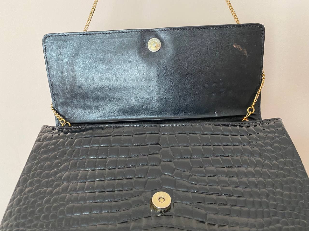 Designer × Vintage 🖤 Vintage Leather Swiss Creation Salko Maroon Gold clutch Size ONE SIZE - 6 Thumbnail