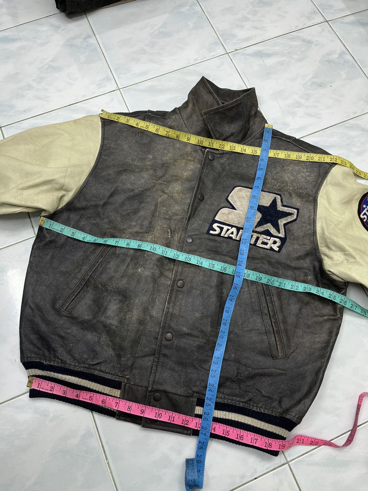 Starter 🔥🔥🔥STEALS VINTAGE STARTER VARSITY LEATHER JACKET Size US L / EU 52-54 / 3 - 24 Thumbnail