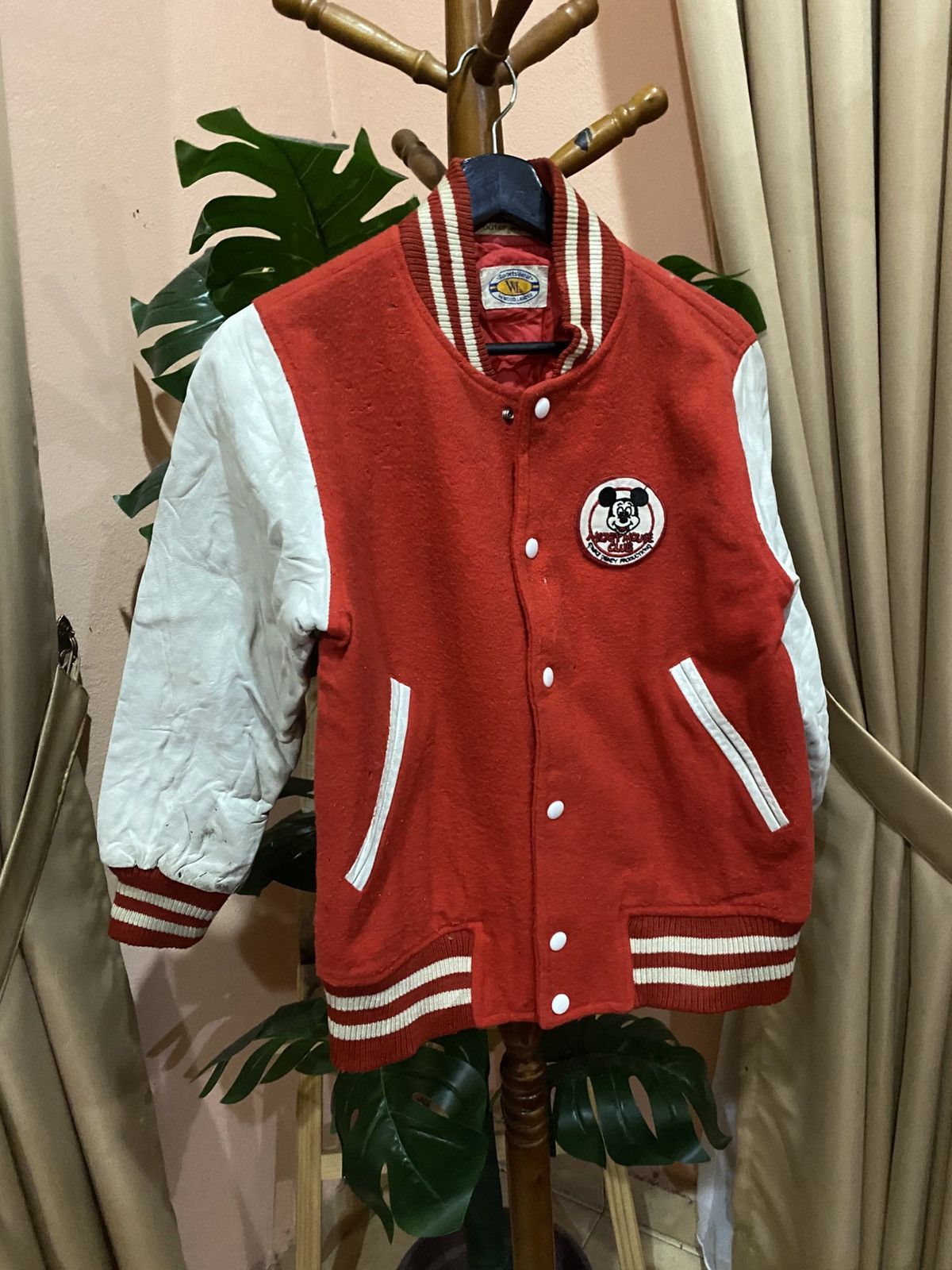 Mickey Mouse Vintage 80s WOOD LANDER Varsity Mickey Mouse Bomber Jacket Size US S / EU 44-46 / 1 - 3 Thumbnail