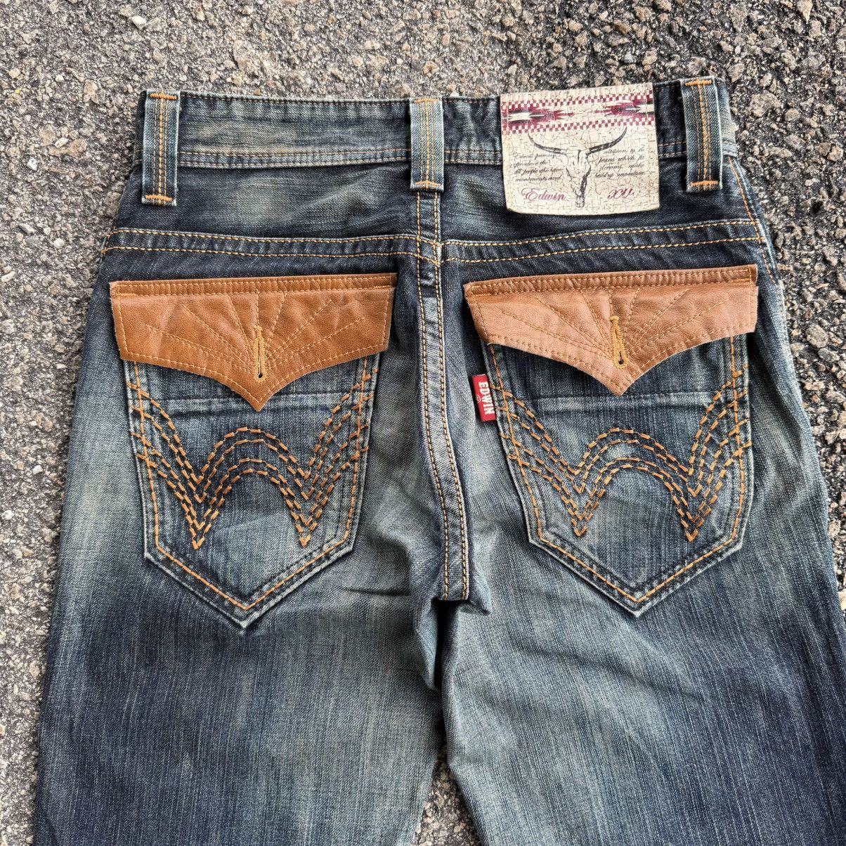 Edwin VINTAGE EDWIN FLARE RIPPEP JEAN DENIM PANTS Size US 30 / EU 46 - 10 Thumbnail