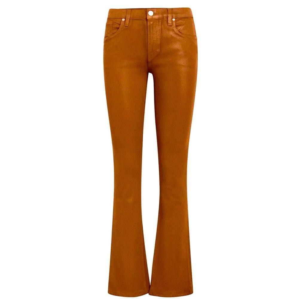 Designer HUDSON Cognac Brown Coated Long Flare Long Jeans Size 30 Size 30" / US 8 / IT 44 - 1 Thumbnail