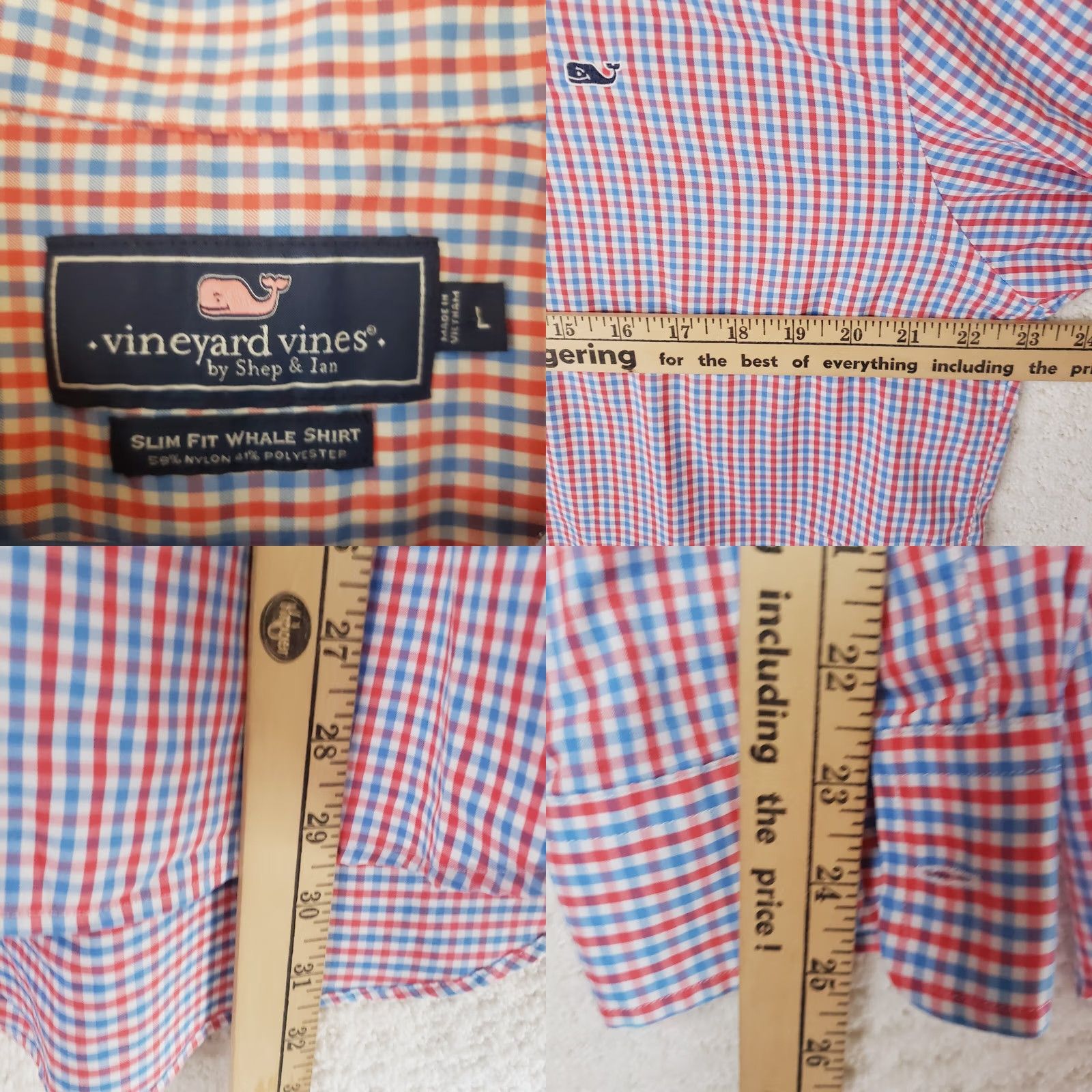 Vineyard Vines Vineyard Vines Shirt Mens Slim Fit Whale Shirt L Red White Blue Check Long Sleeve Button-Up Collared Weekend Casual Workwear Vintage No Size US L / EU 52-54 / 3 - 8 Thumbnail