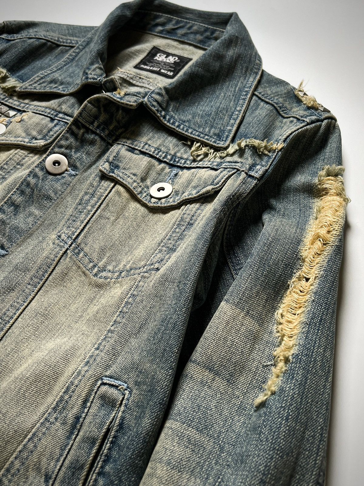 Japanese Brand GLAD NEWS Mudwash Distressed Studded Punk Archive Jacket Y2K Size US S / EU 44-46 / 1 - 4 Thumbnail