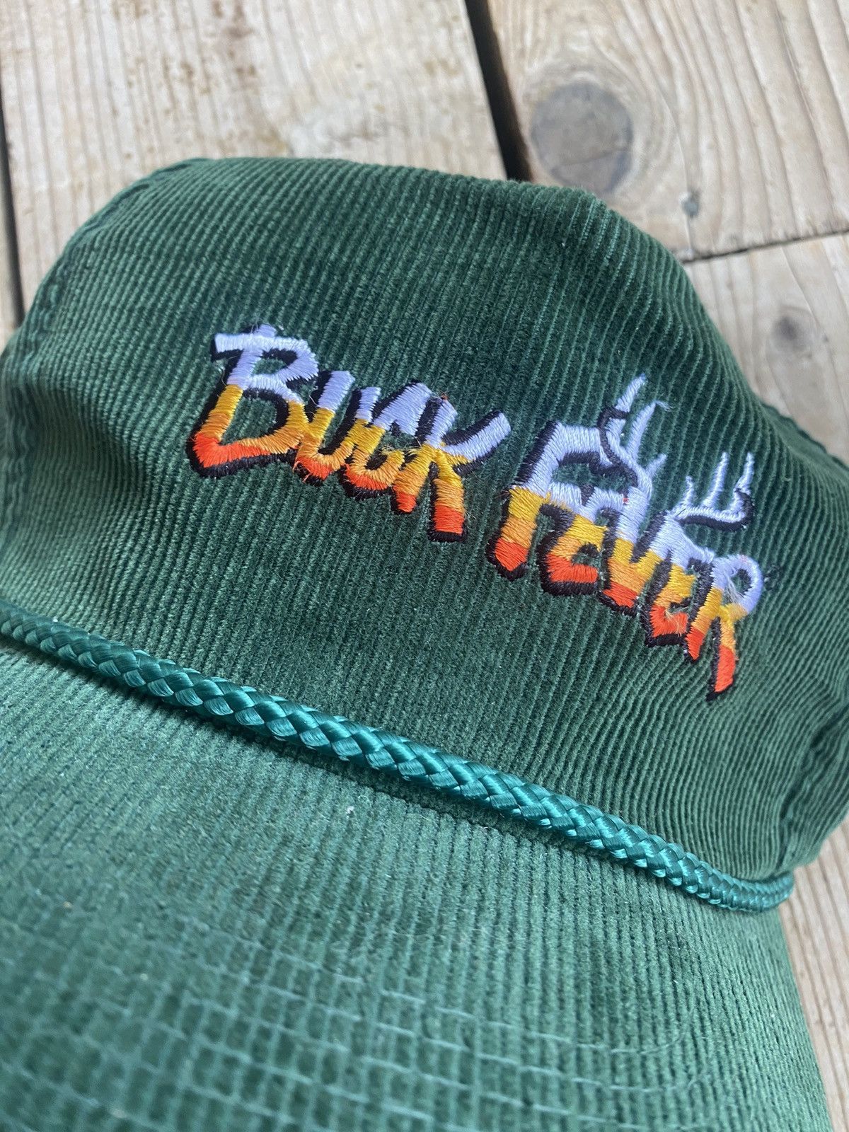 Vintage Vintage Forest Green “Buck Fever” Embroidered Corduroy Hat Size ONE SIZE - 3 Thumbnail