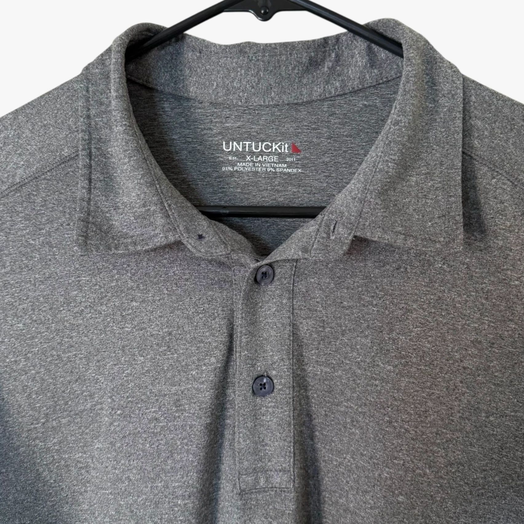 UNTUCKit UNTUCKit Performance Stretch Short-Sleeve Polo Shirt Gray Men's XL Golf Casual Shirt Size US XL / EU 56 / 4 - 5 Thumbnail