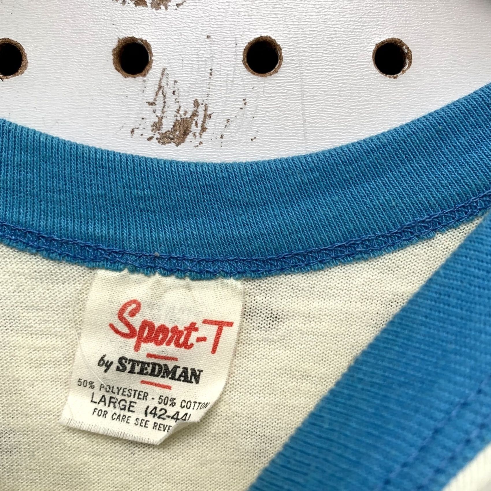 Vintage VINTAGE Stedman Owl Shirt Mens Large White Blue Raglan 3/4 Sleeve T-Shirt USA Size US M / EU 48-50 / 2 - 3 Thumbnail