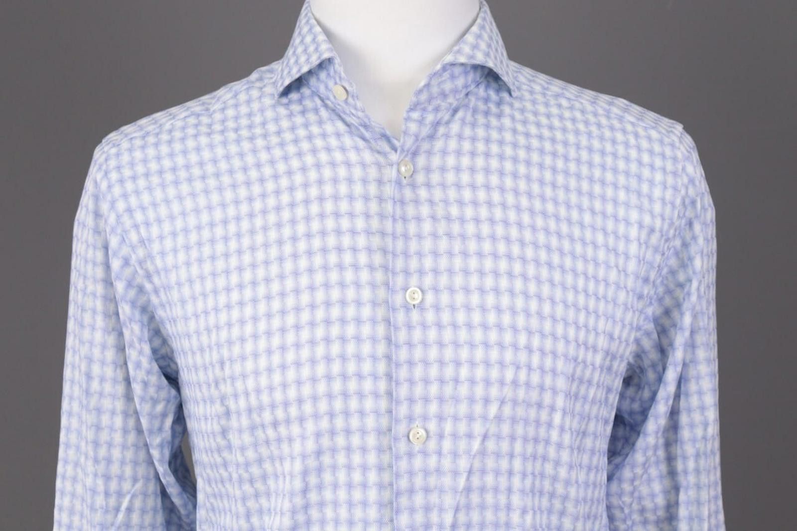 Eton Eton Slim Fit Blue Signature Twill Dress Shirt 42 / 17 Size US M / EU 48-50 / 2 - 2 Thumbnail