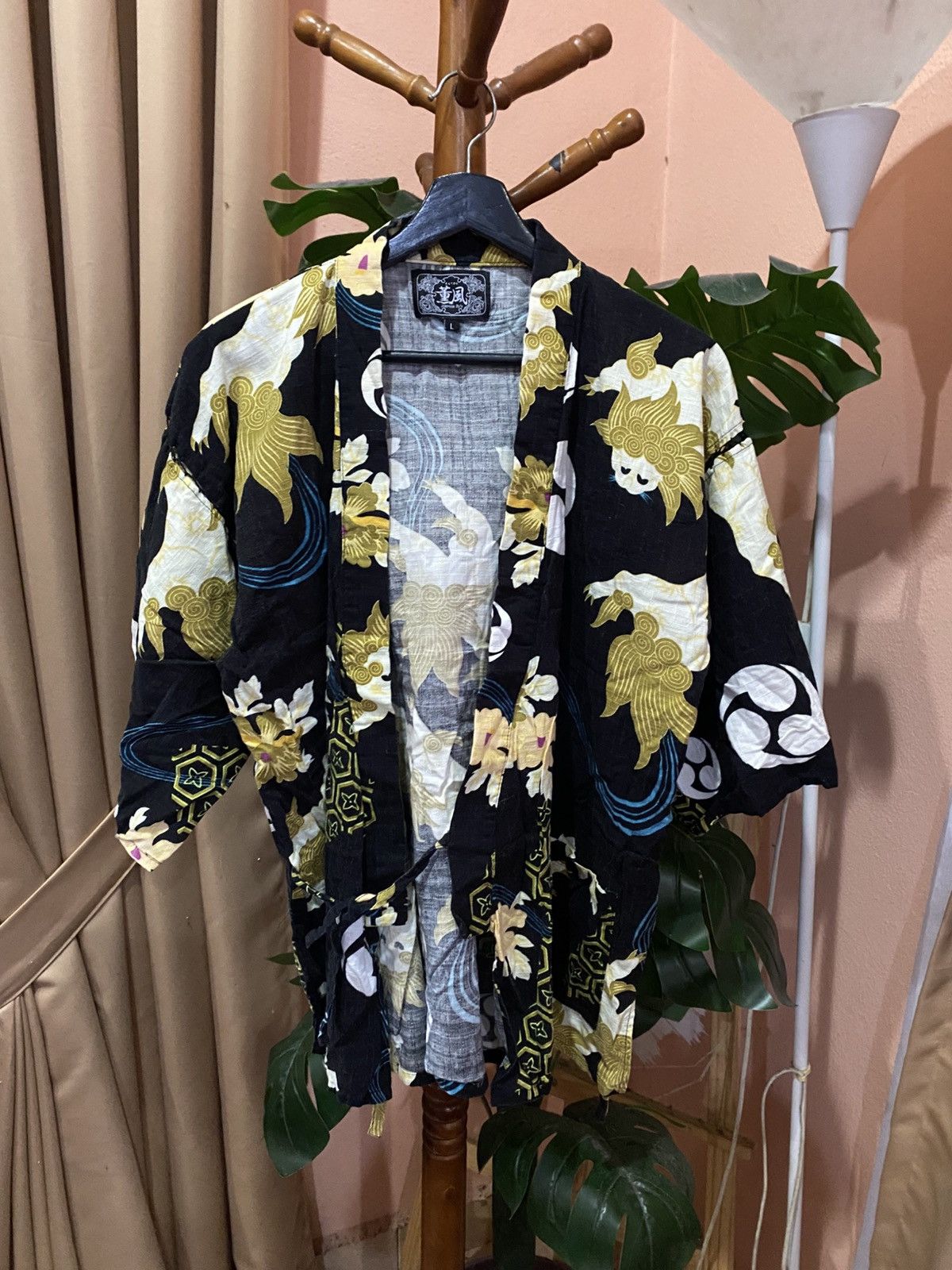 Japanese Brand Kunpu Japanese Style Kimono Jacket Floral & Wave Print Haori Size US M / EU 48-50 / 2 - 3 Thumbnail