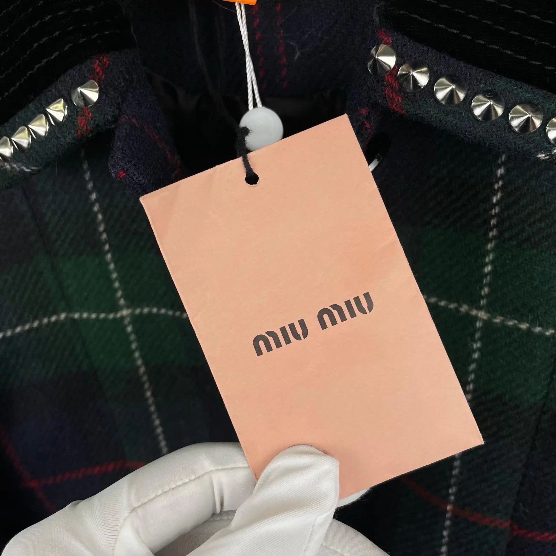 Miu Miu MIU MIU Green Check Coat Doll Collar Velvet Studs Size 40 Size S / US 4 / IT 40 - 3 Thumbnail