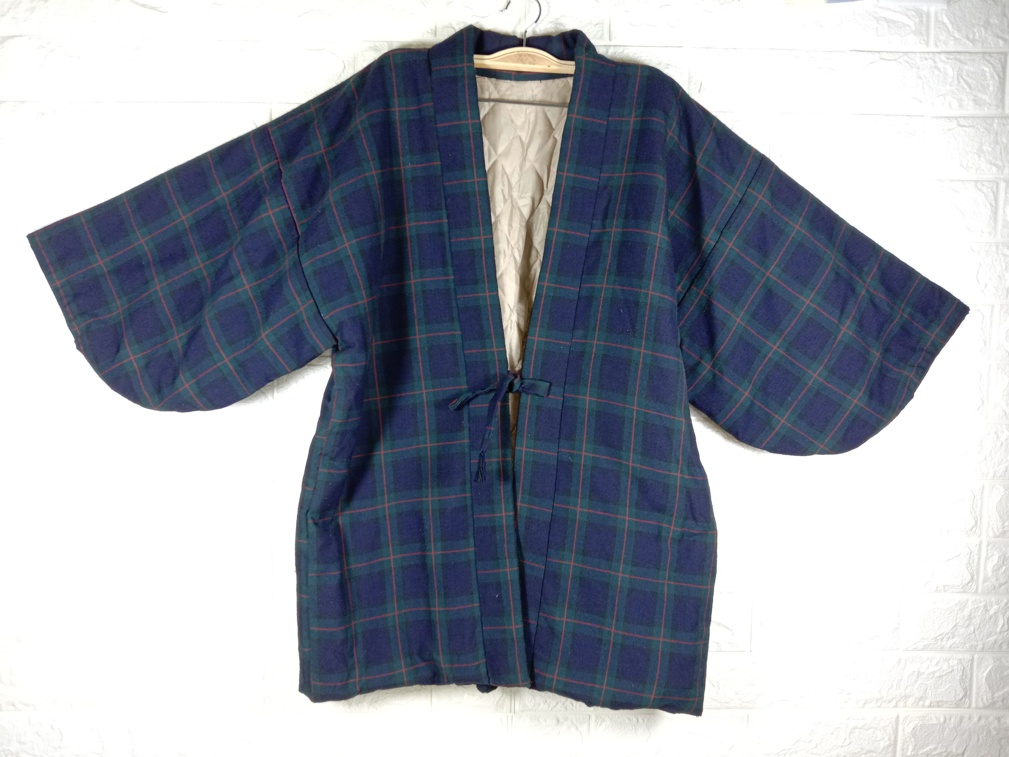 Japanese Brand Vintage Japanese Plaid Hanten Noragi Style Kimono Cardigan Size US XL / EU 56 / 4 - 1 Thumbnail