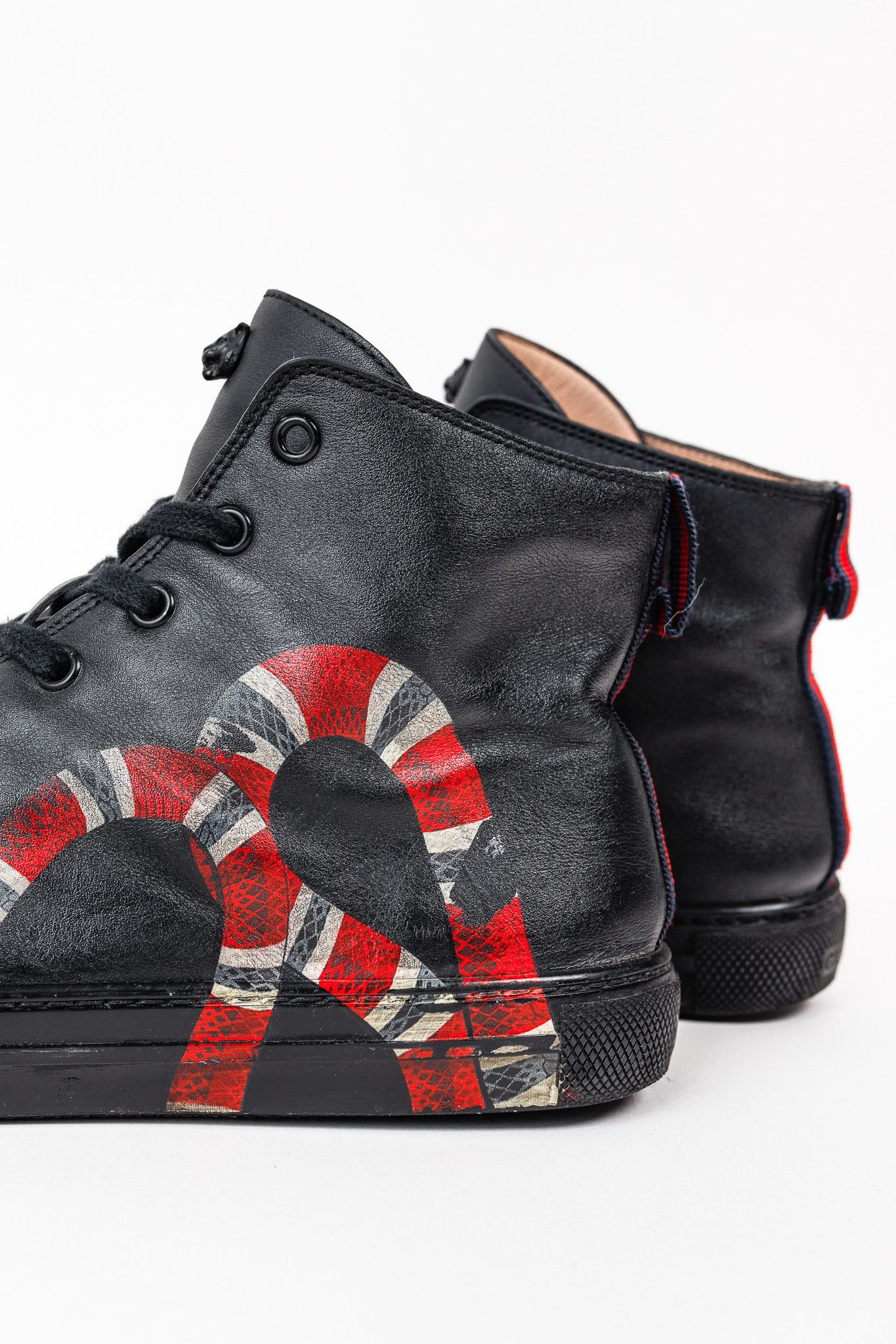 Gucci Gucci Black Leather Kingsnake High Top Sneakers Size US 8.5 / EU 41-42 - 9 Thumbnail