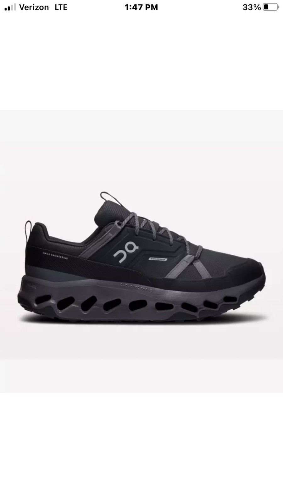 On On Cloudhorizon Waterproof Black Eclipse 3 Men Hiking Shoes Size US 12 / EU 45 - 2 Thumbnail