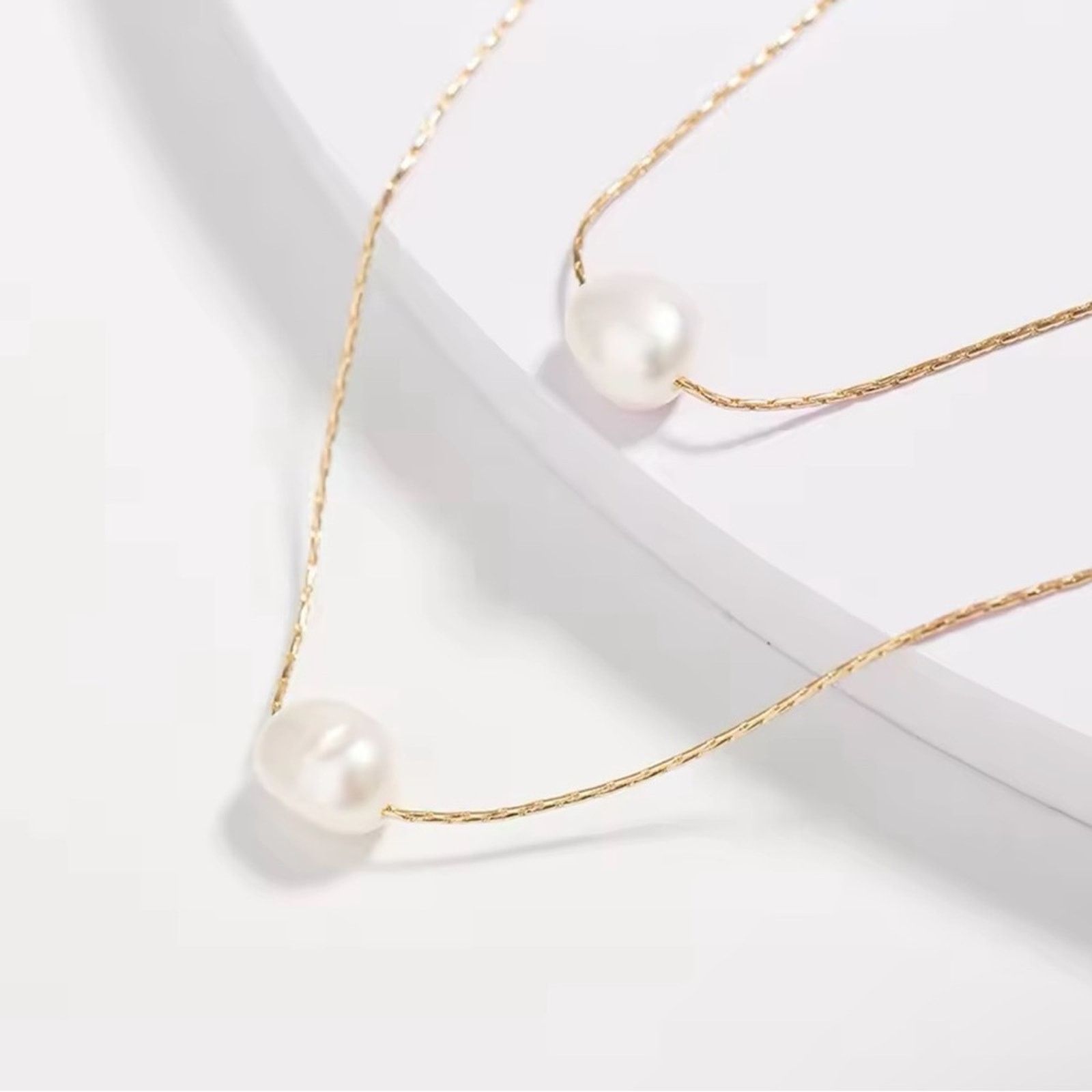 Other Stainless Steel 2 Layer Natural Freshwater Pearl Chain Size ONE SIZE - 2 Thumbnail