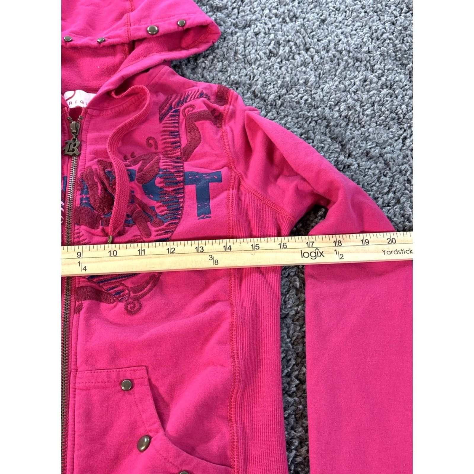 Vintage VINTAGE Request Hoodie Mens Medium Full Zip Floral Embroidered Y2K Pink Corona? Size US M / EU 48-50 / 2 - 3 Thumbnail