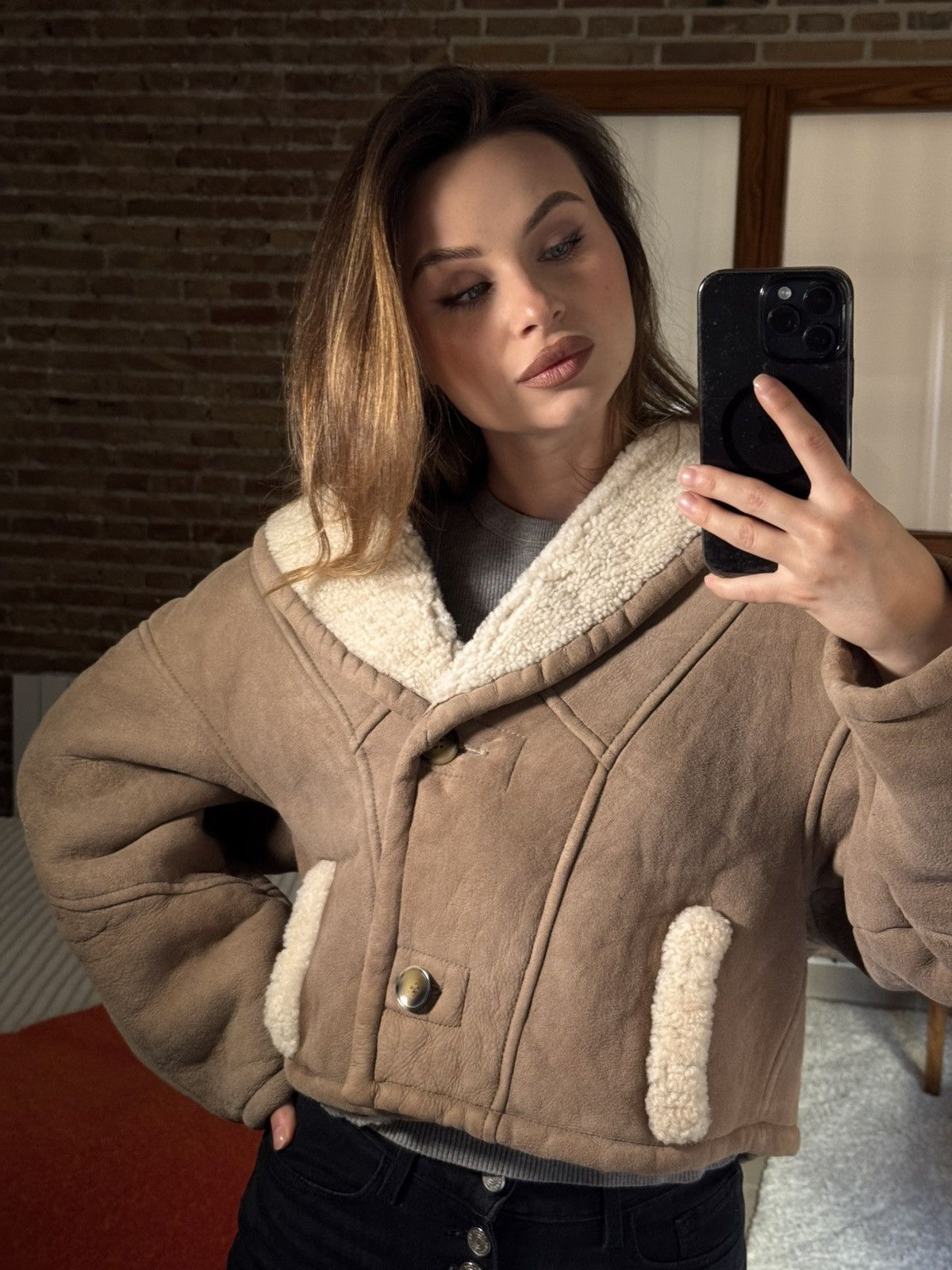Other Furfuza Shearling Lambskin Jacket Beige Size S / US 4 / IT 40 - 3 Thumbnail