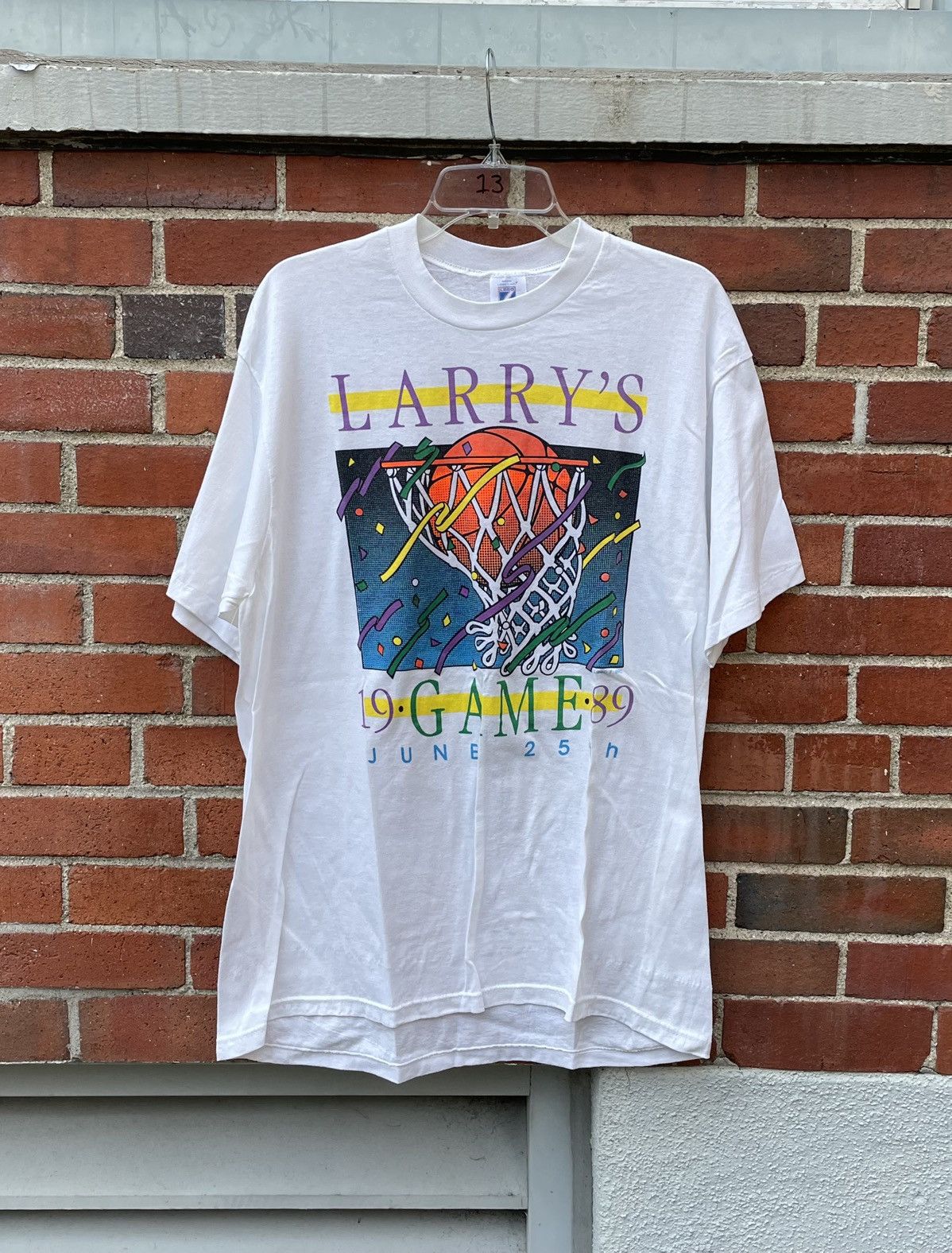 Vintage 1989 Logo 7 Larry Birds Game Basketball T Shirt